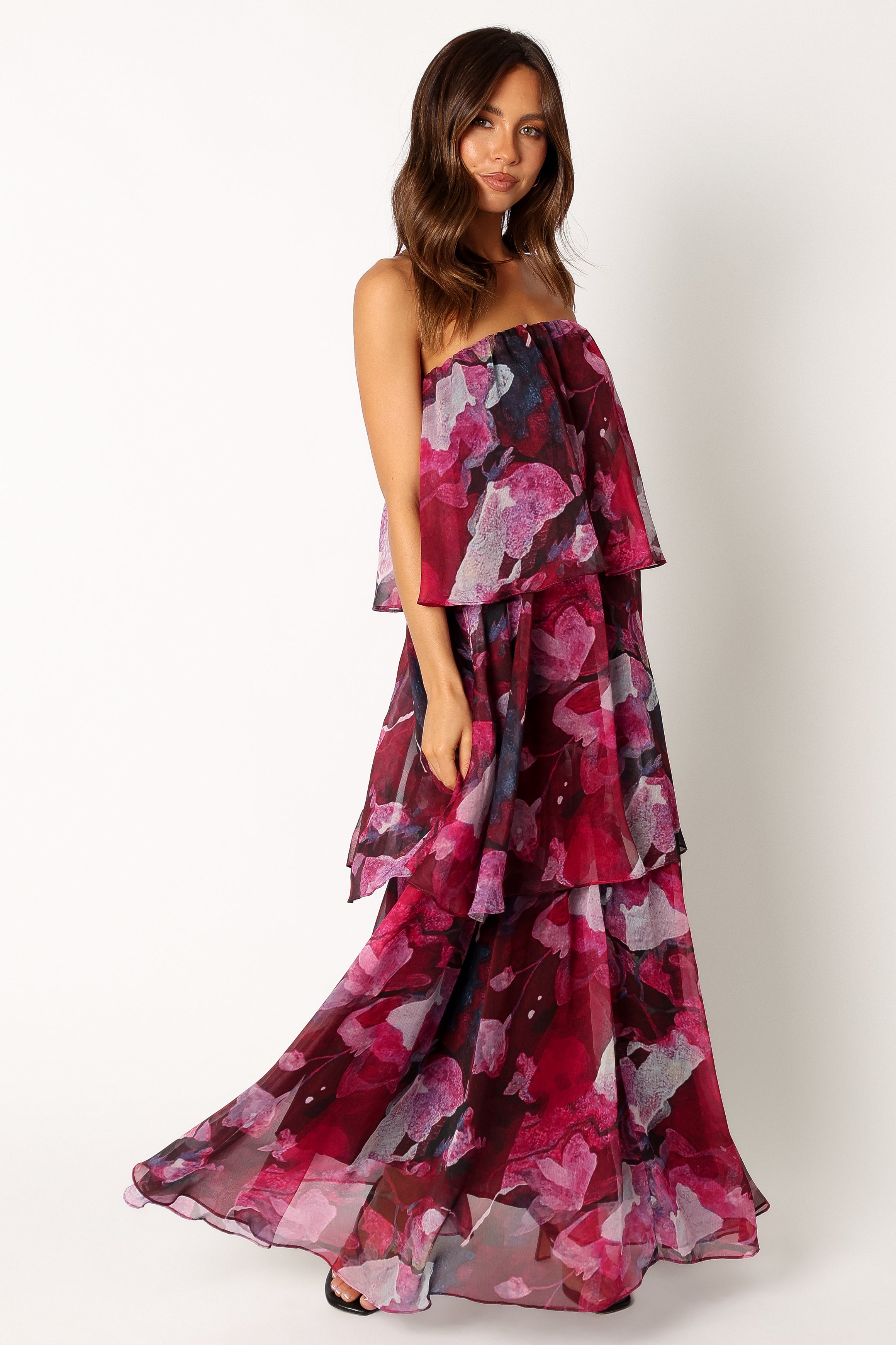 Bloom Strapless Maxi Dress - Purple Floral