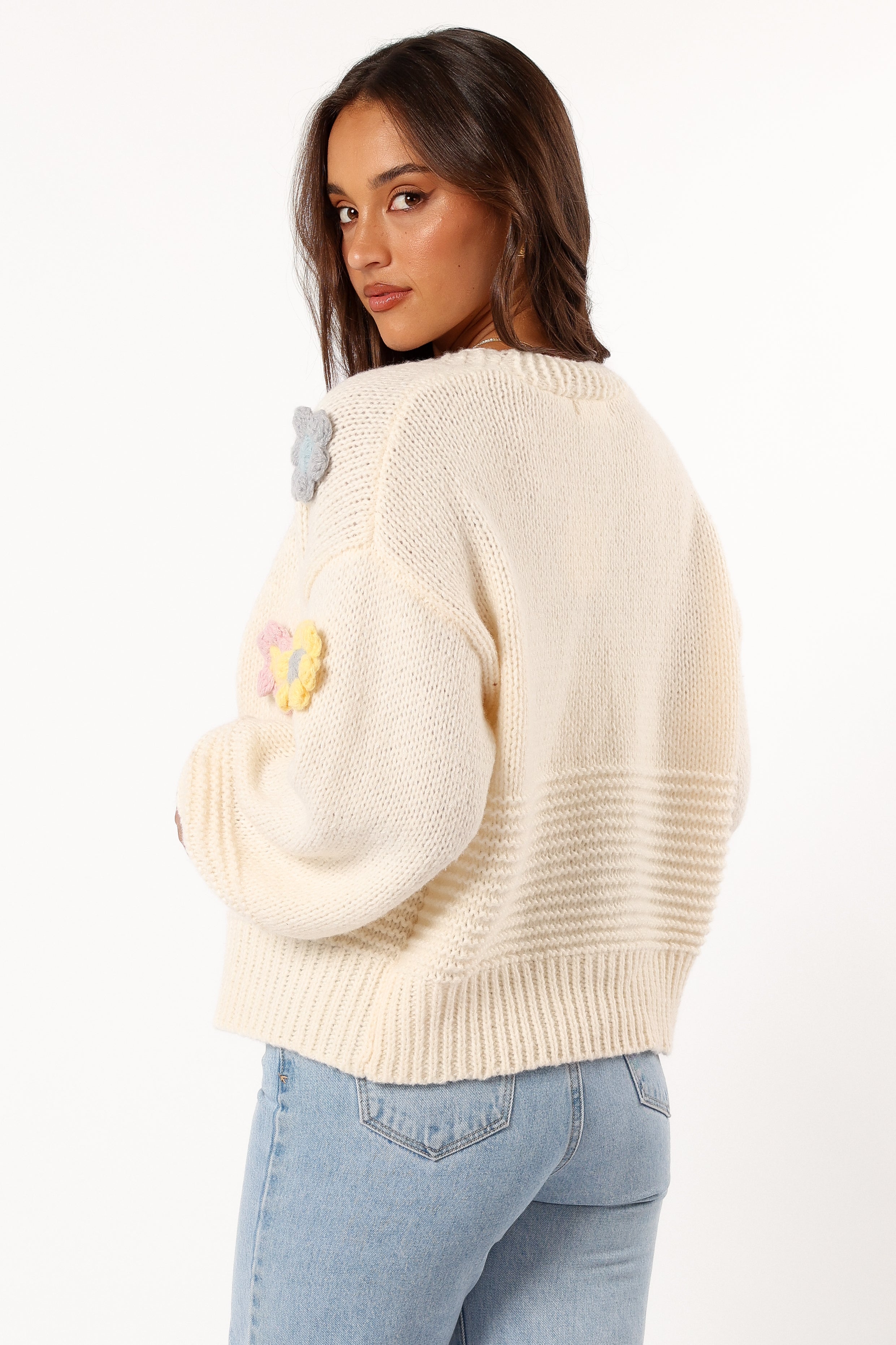 Sienna Flower Cardigan - Cream