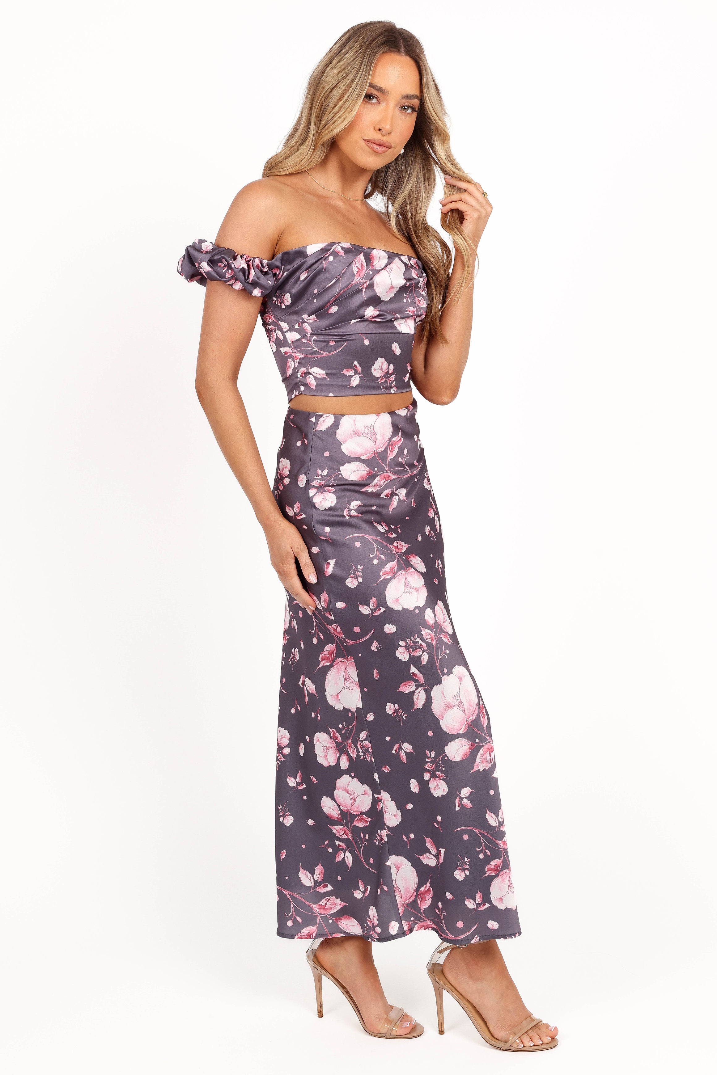 Arabella Two Piece Set - Steel Grey Floral