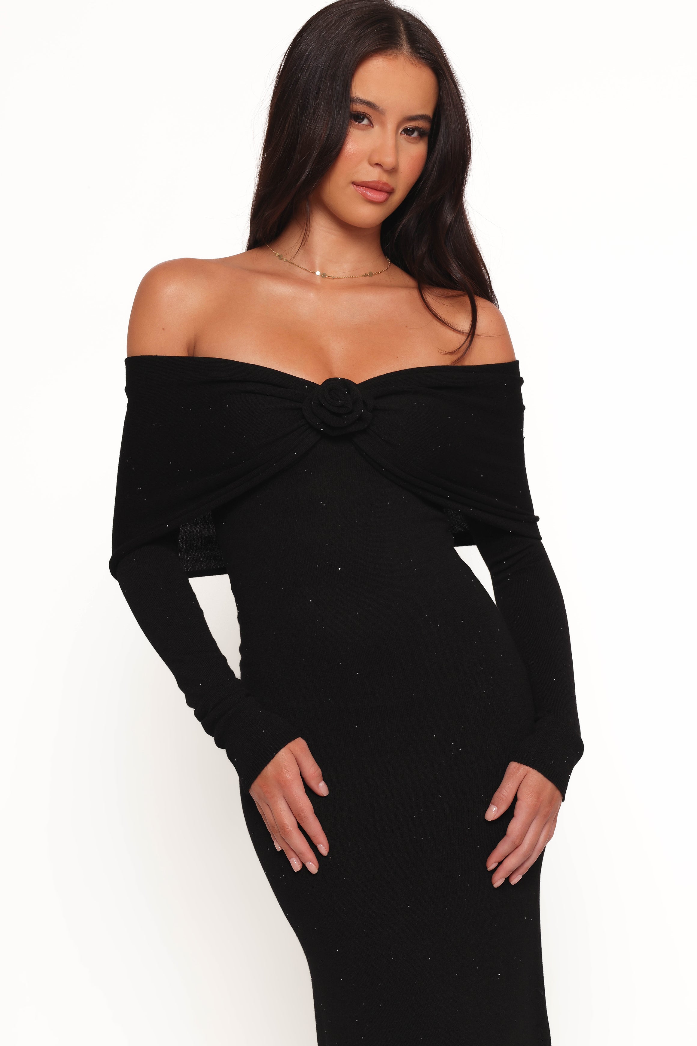 Pennie Maxi Dress - Black Sequin Knit