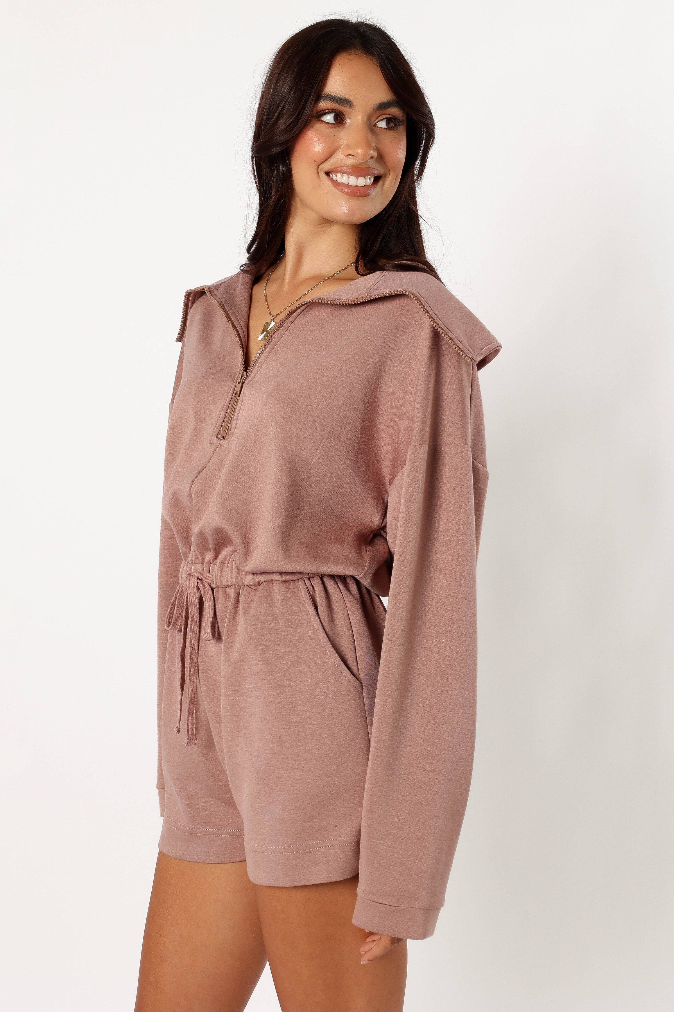 Peri Sweater Romper - Mocha