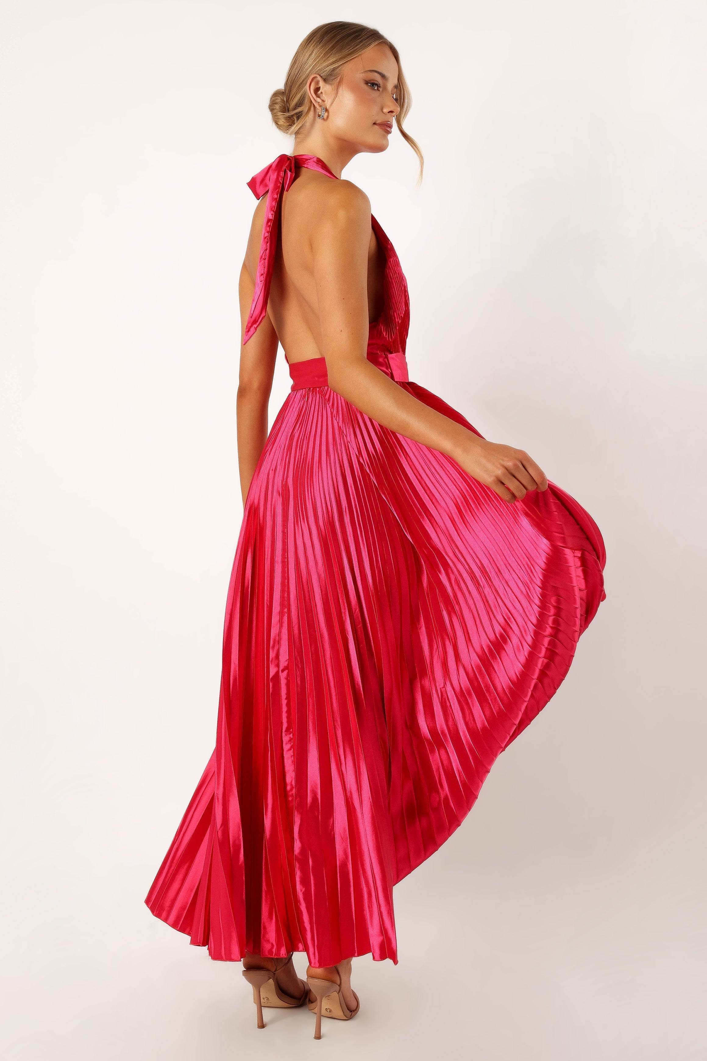 Greta Halterneck Maxi Dress - Magenta