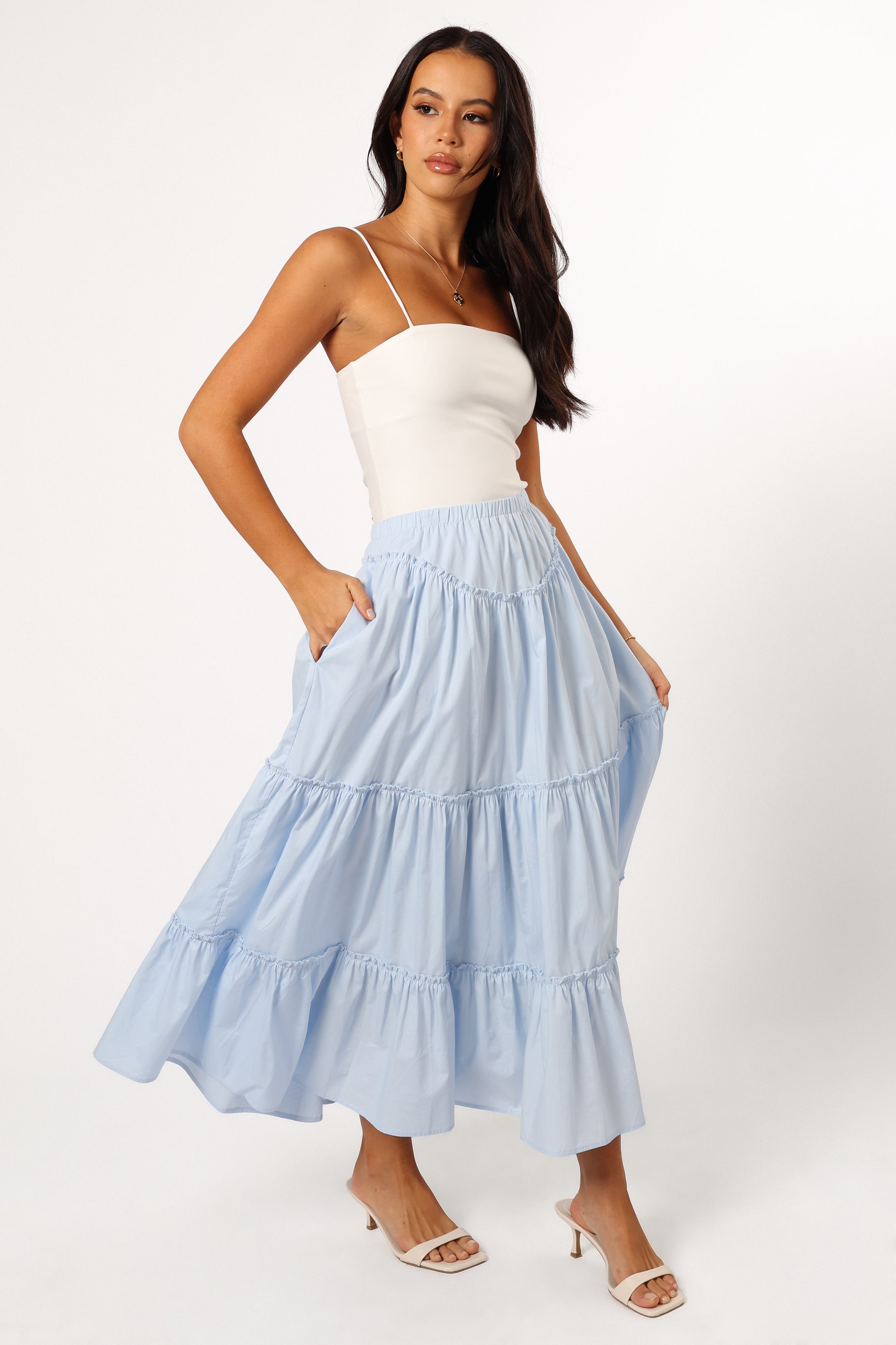 Somerset Midi Skirt - Sky