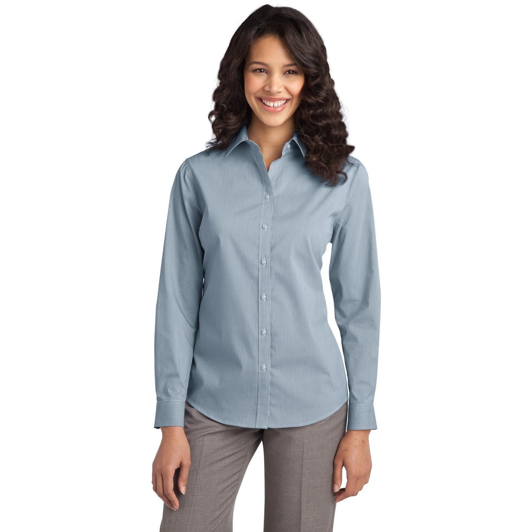 CLOSEOUT - Port Authority Ladies Fine Stripe Stretch Poplin Shirt