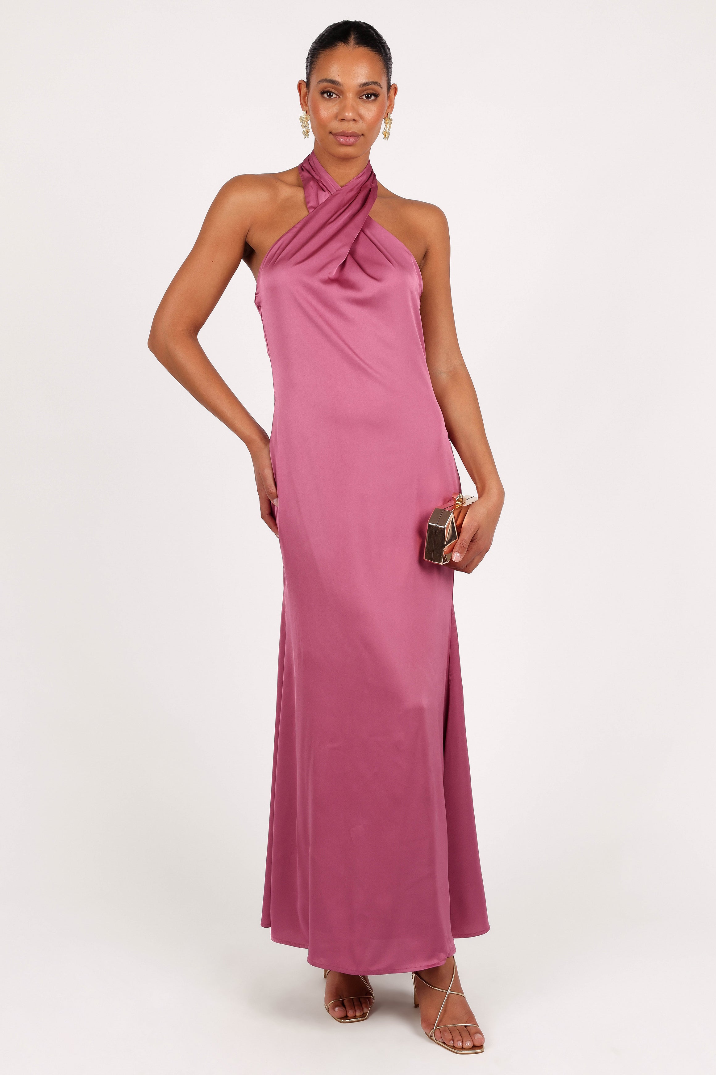 Mila Halterneck Maxi Dress - Dark Rose