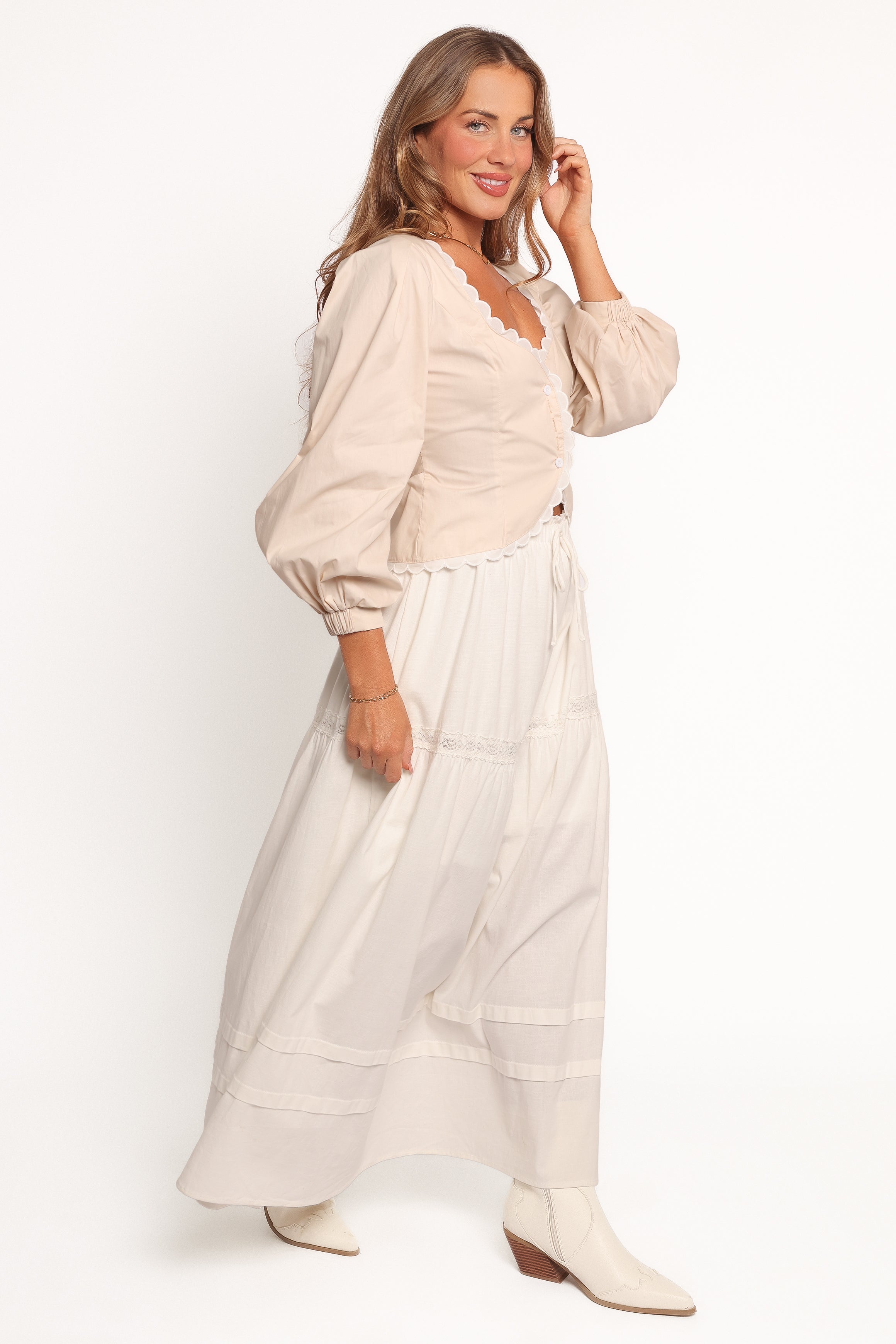 Darlia Tiered Maxi Skirt - White