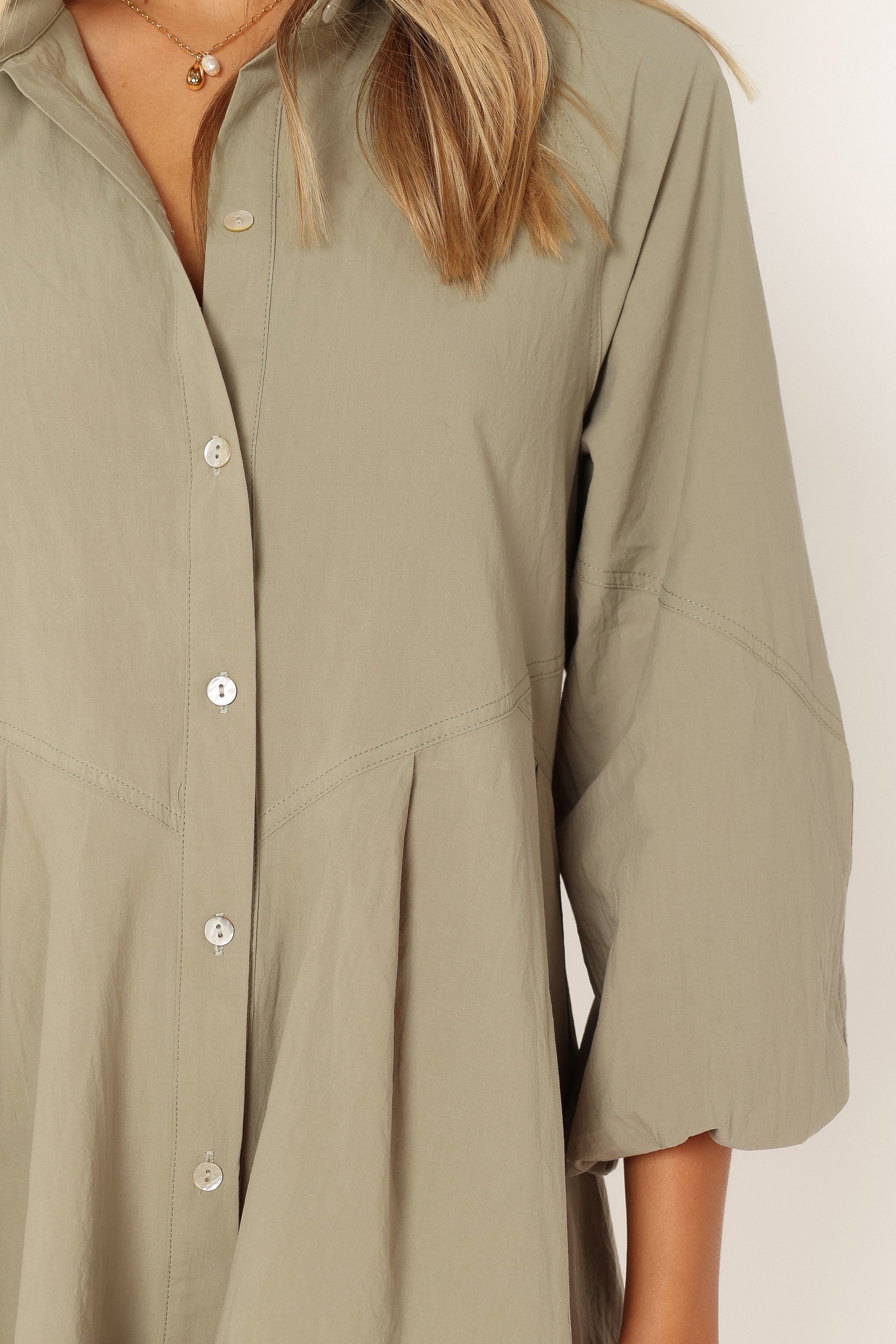 Criselle Long Sleeve Mini Dress - Khaki