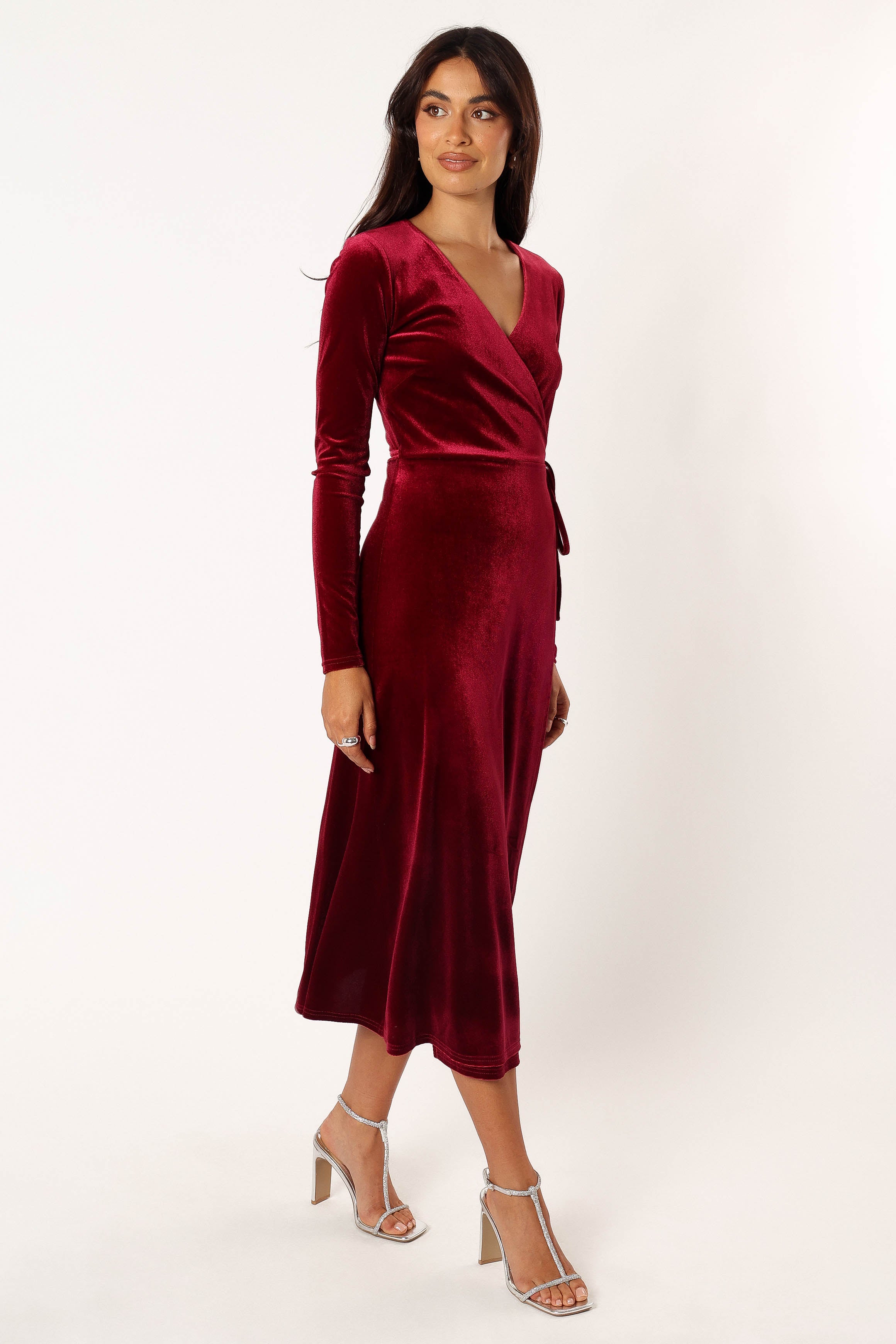 Darby Long Sleeve Midi Dress - Burgundy