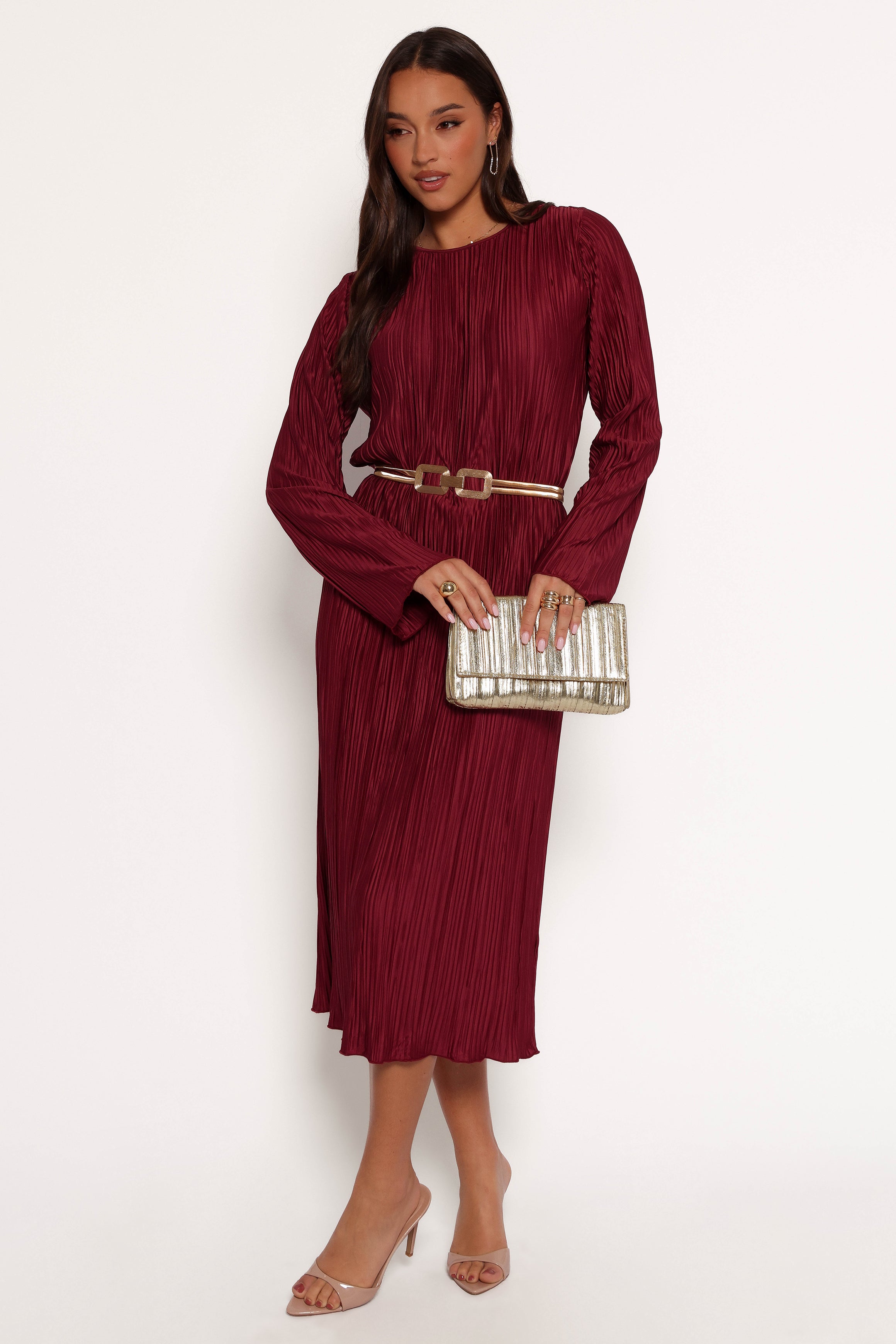 Tannikah Plisse Midi Dress - Ruby Wine