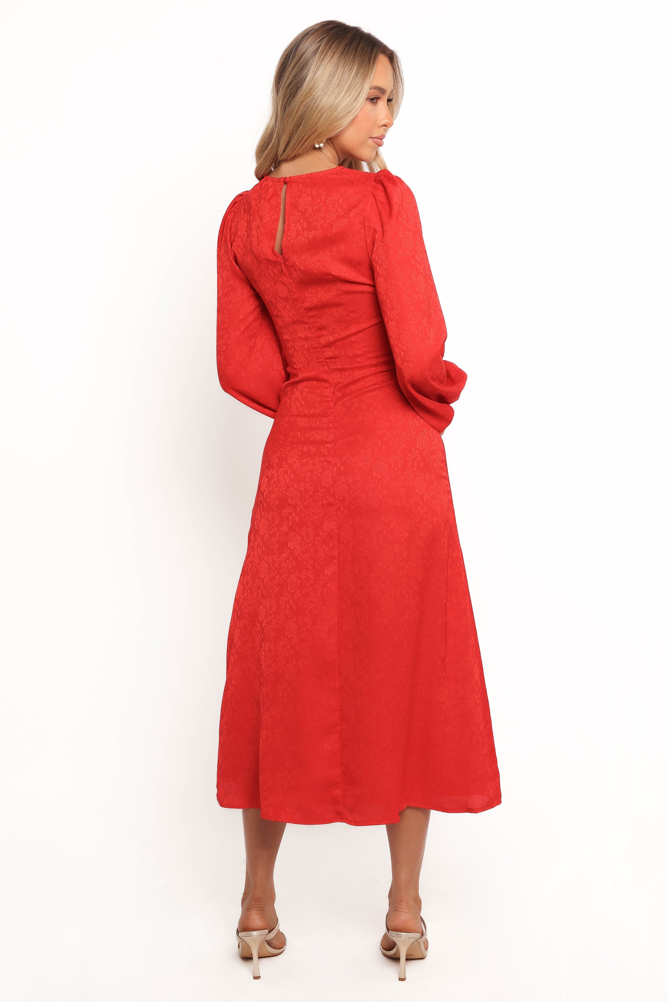 Laine Long Sleeve Midi Dress - Red