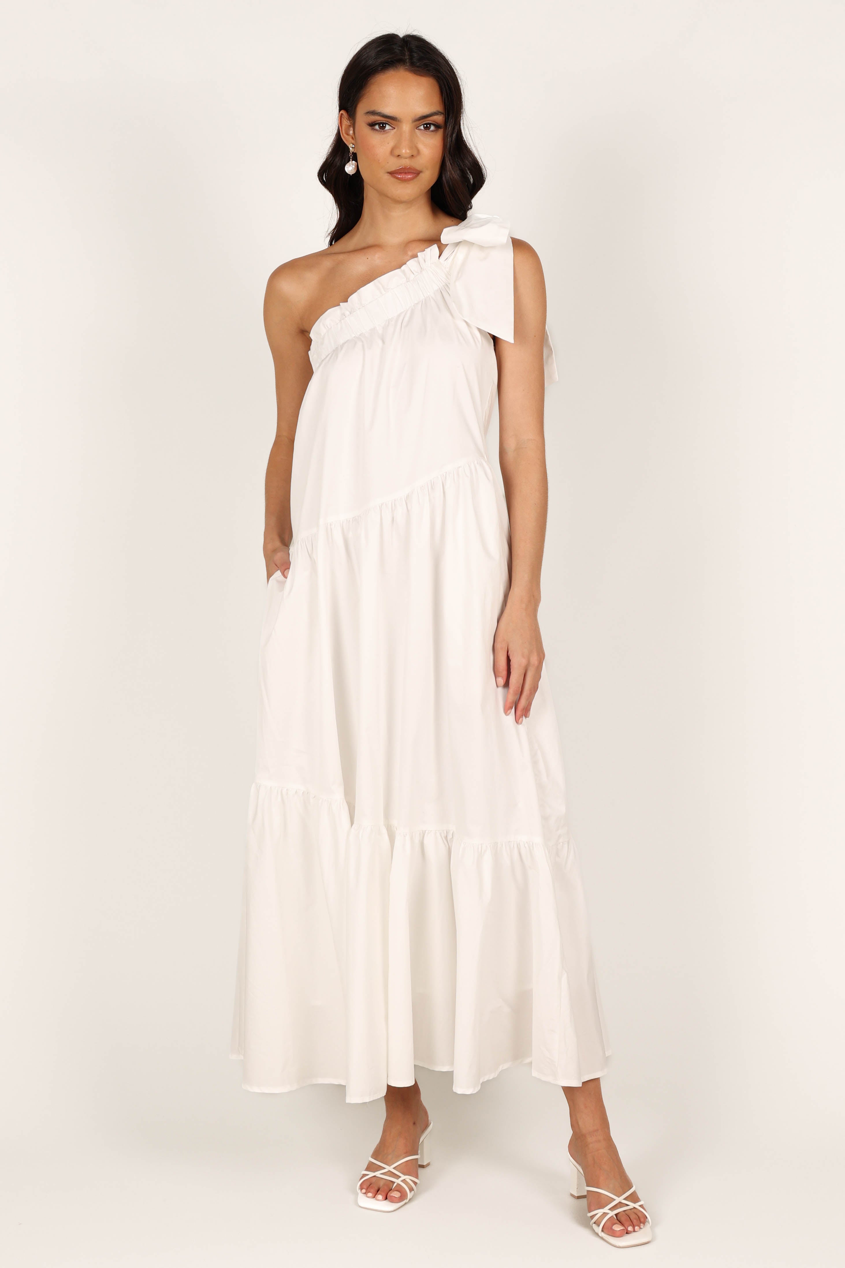 Ava One Shoulder Maxi Dress - White