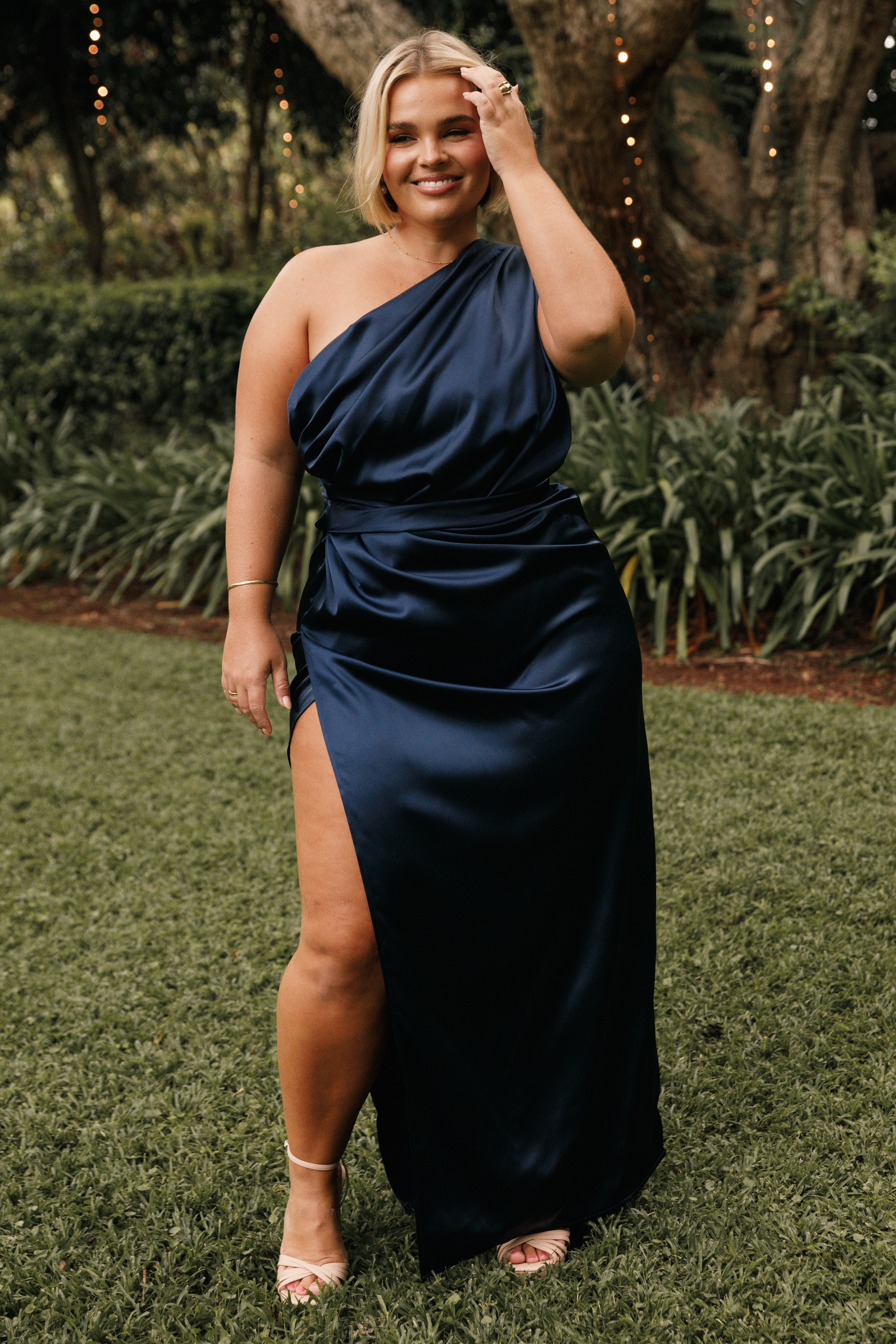 Nadia One Shoulder Maxi Dress - Navy