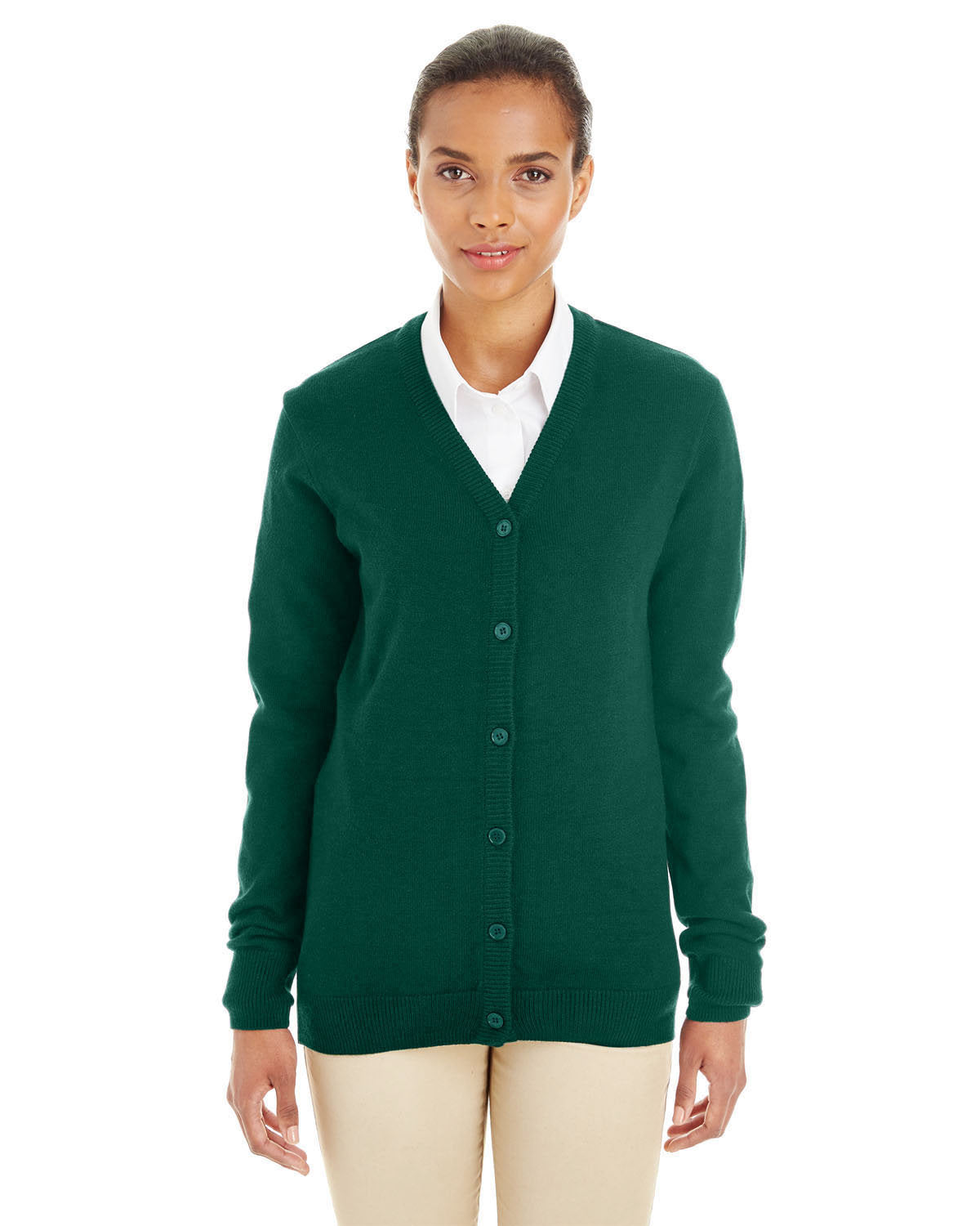 OUTLET-Harriton Ladies Pilbloc V-Neck Button Cardigan Sweater