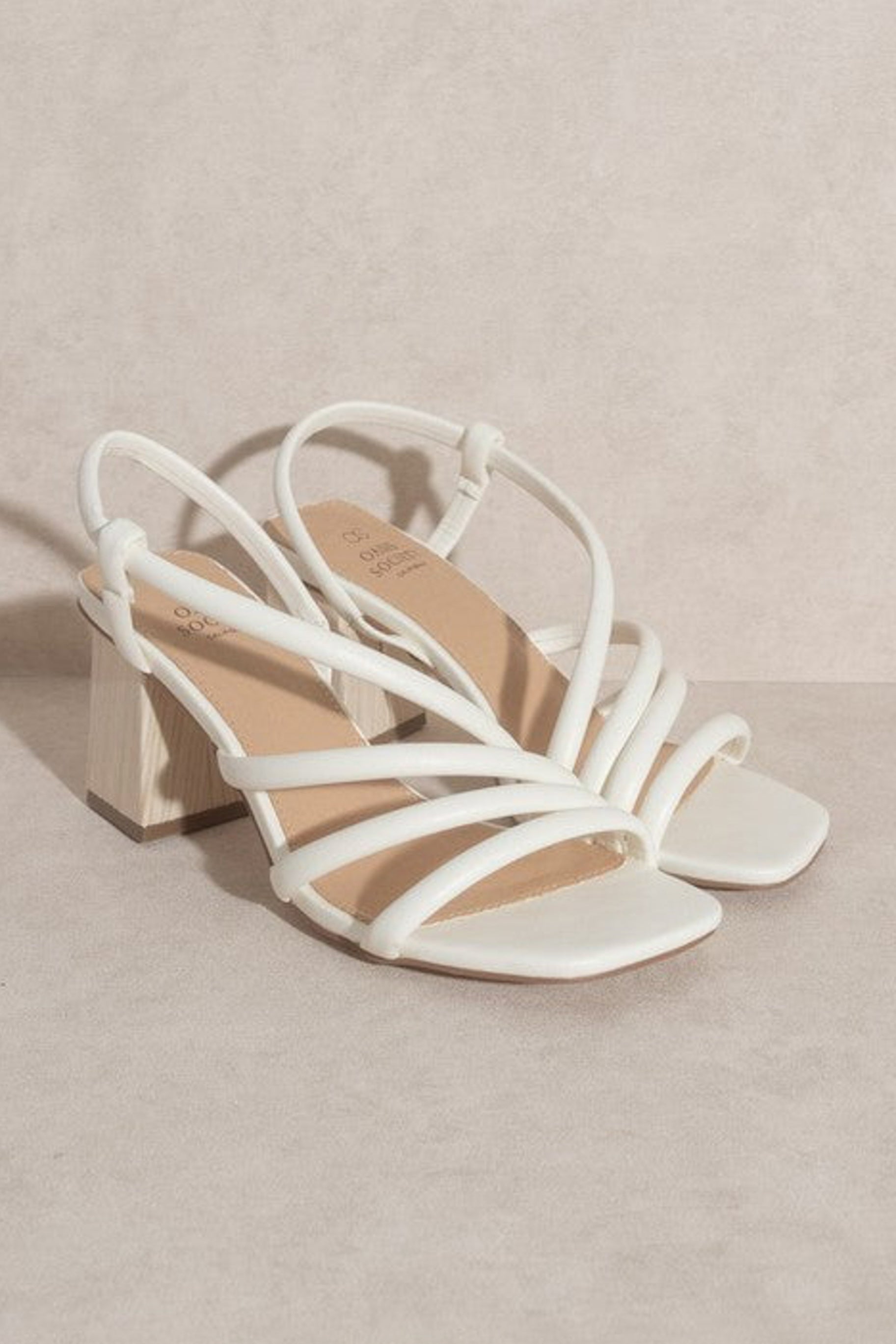 Ashley Wooden Heel Sandal - White