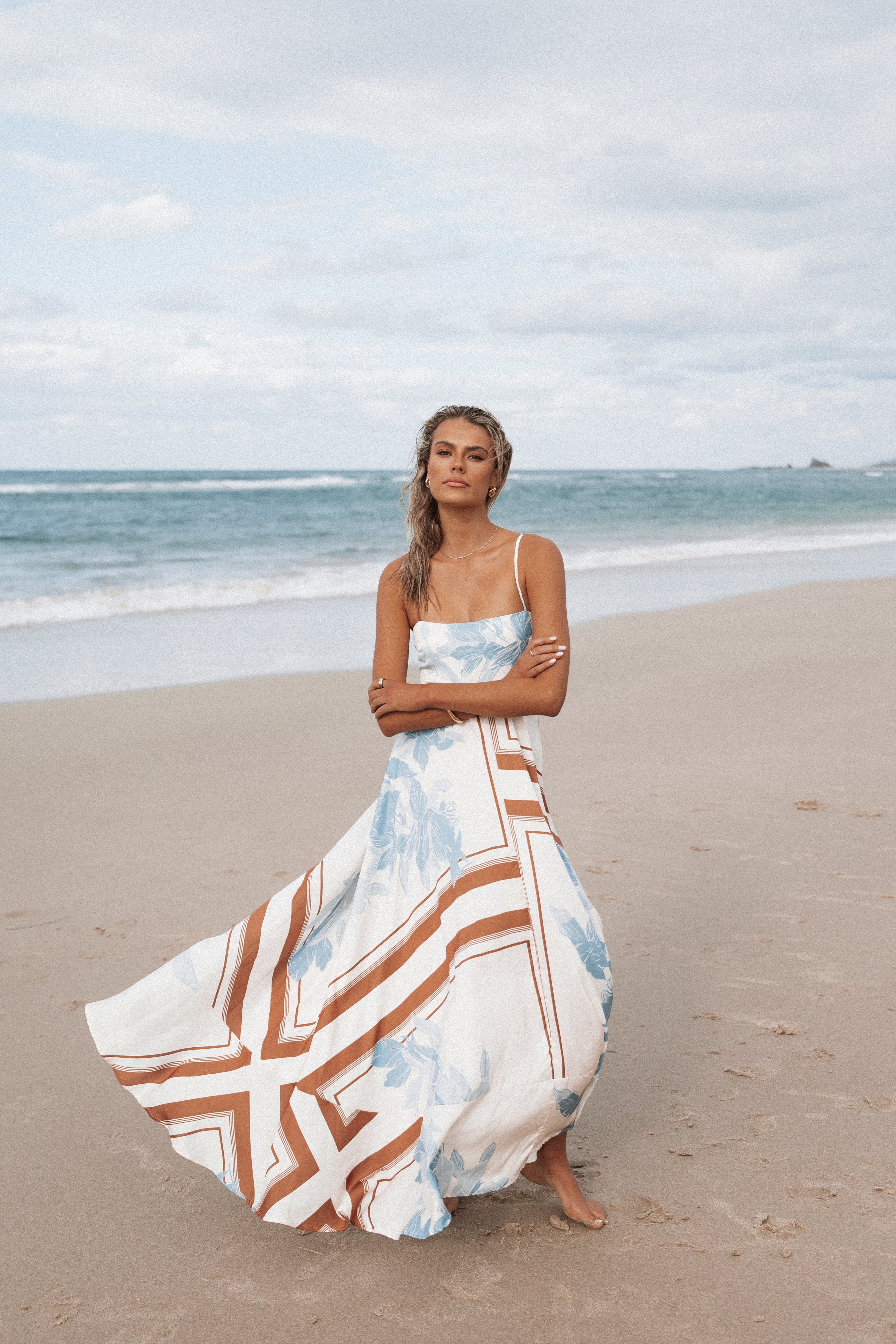 Elanor Maxi Dress - Pale Blue Print