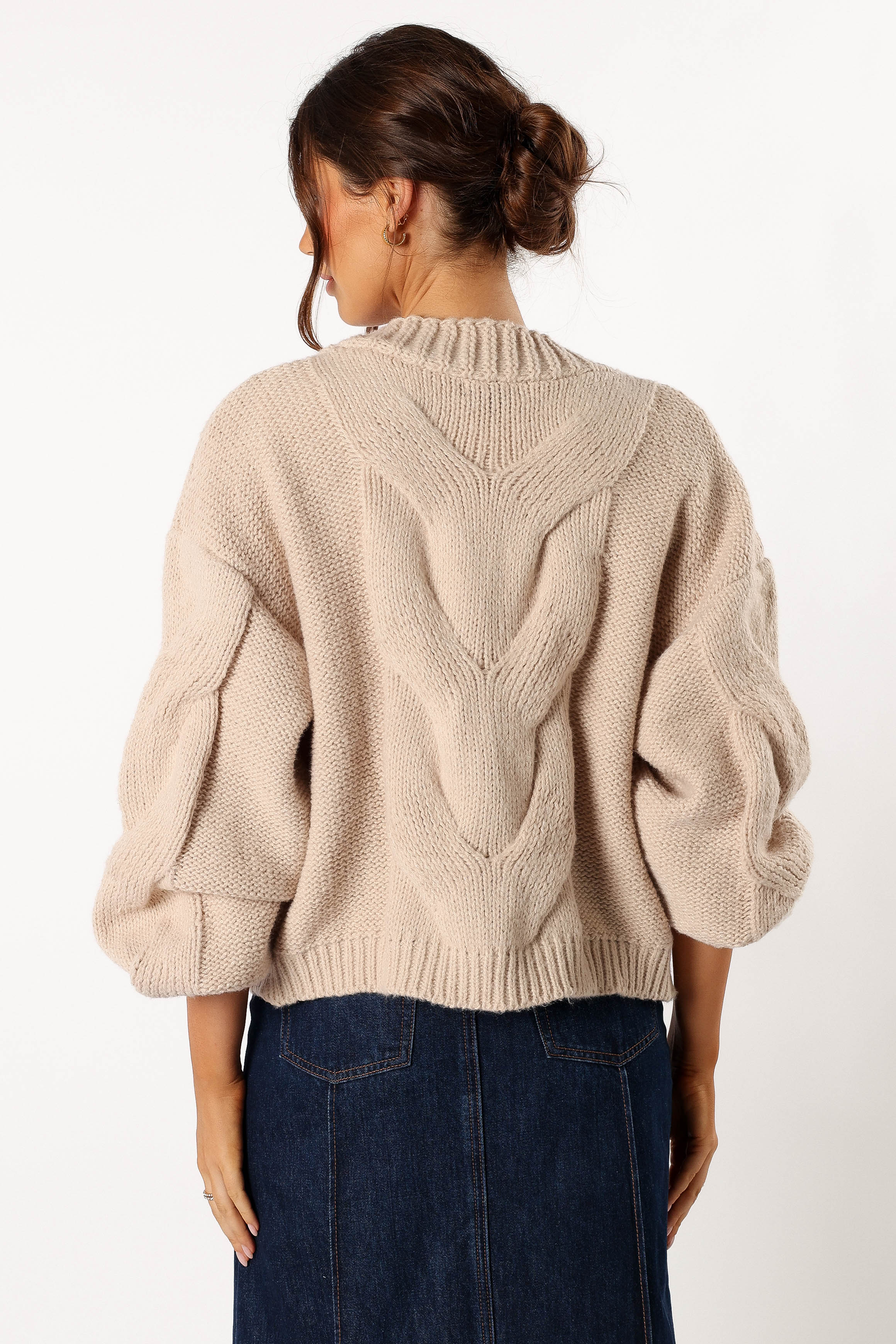 Oaklee Large Knit Back Cardigan - Tan