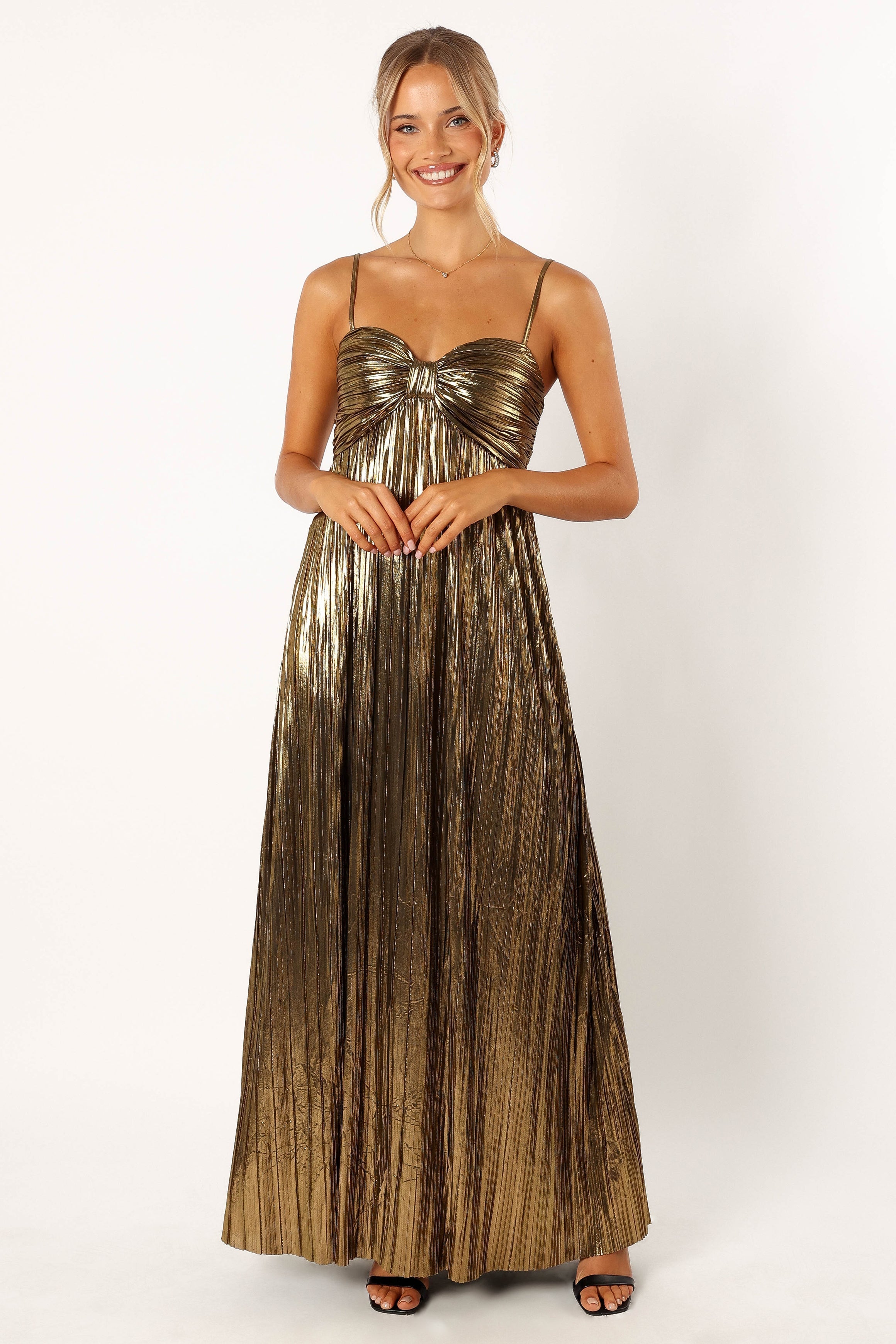 Kanthro Pleated Maxi Dress - Gold