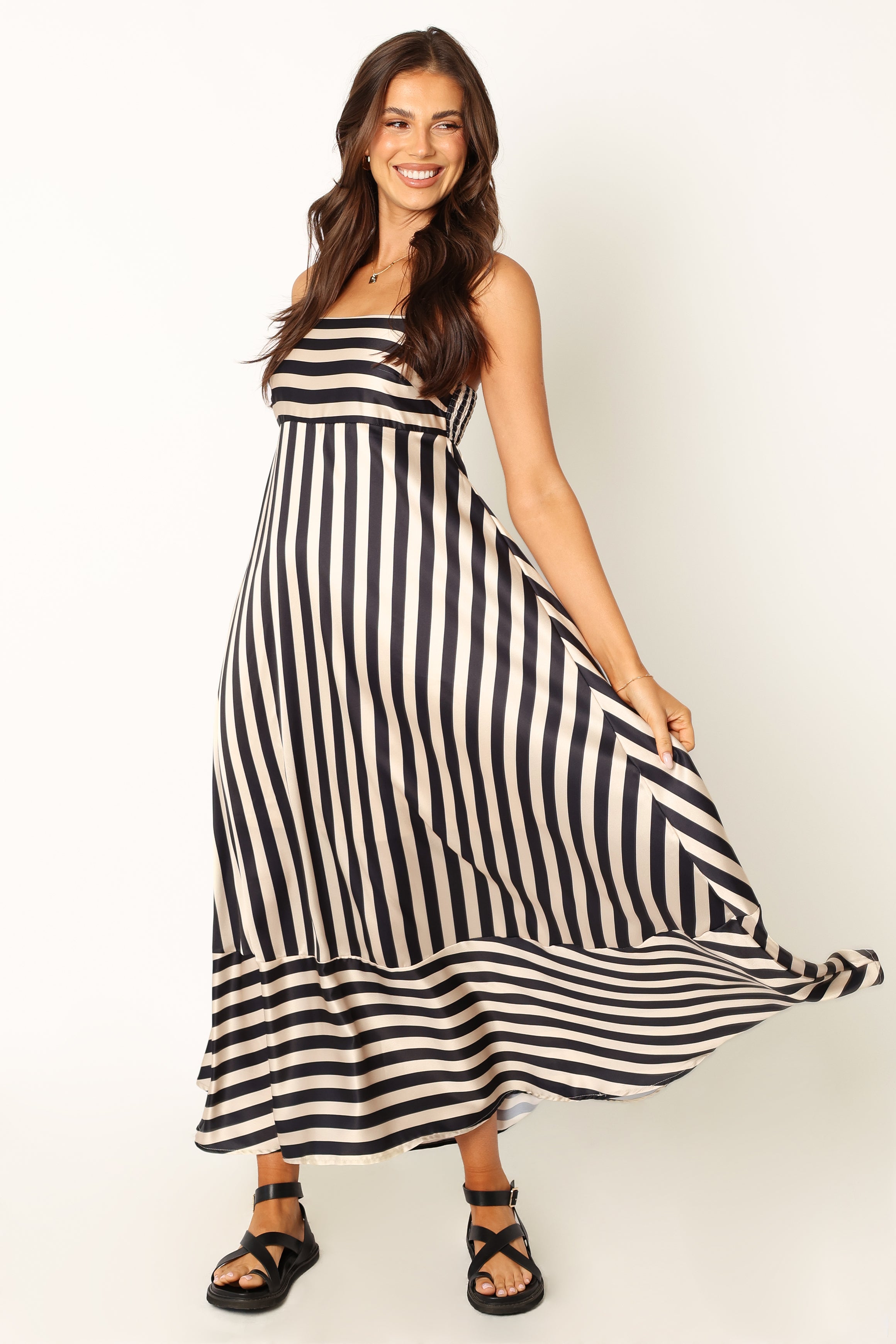 Brea Maxi Dress - Black Stripe