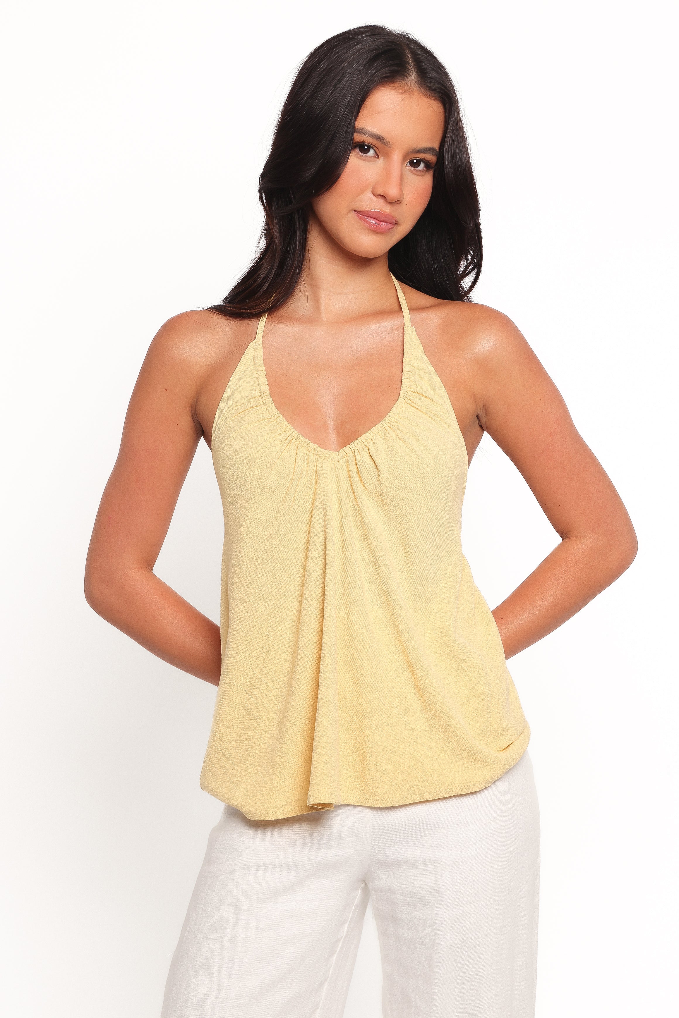 Theodora Halterneck Top - Yellow