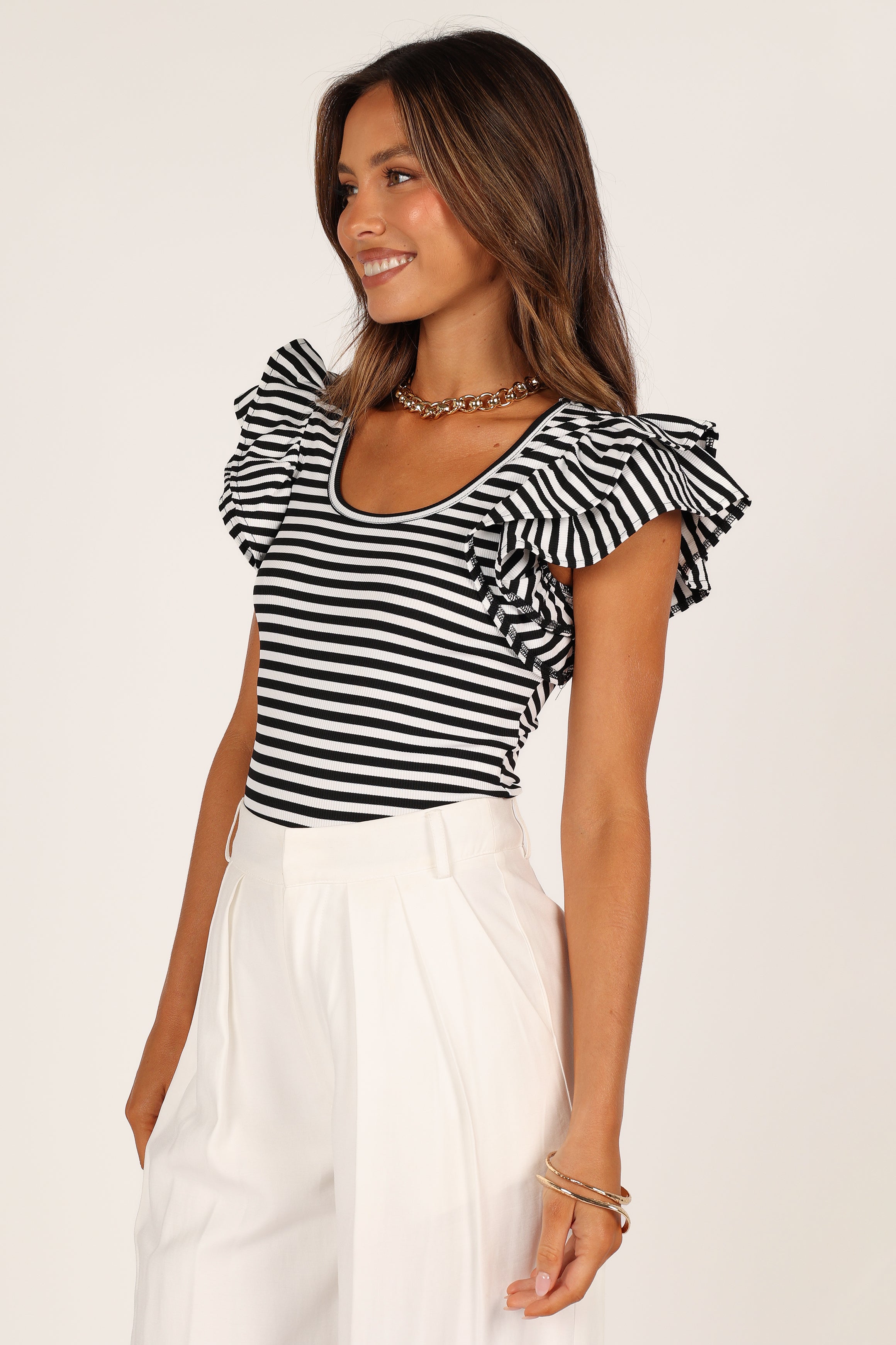 Martina Ribbed Top - Black Stripe