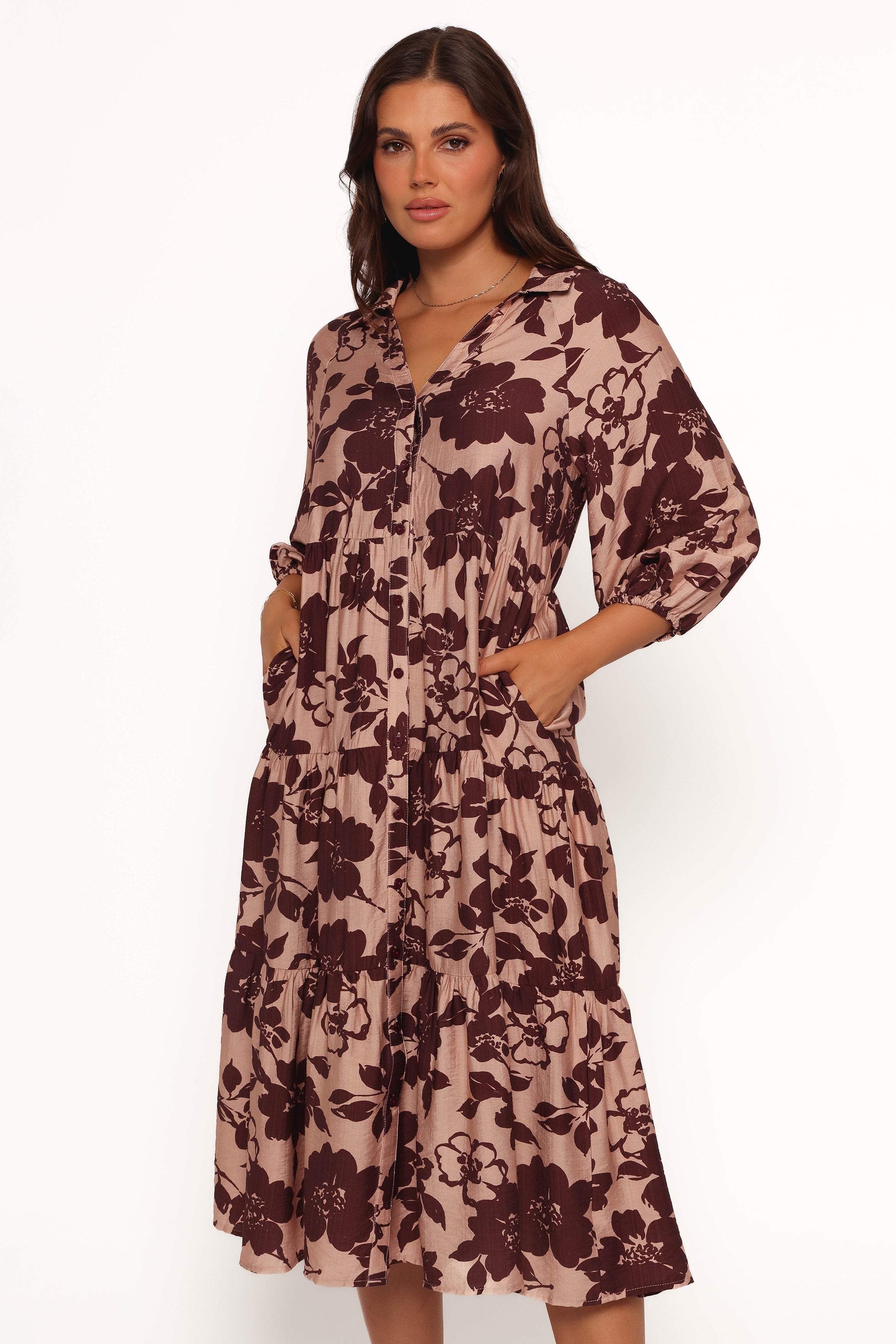 Isaac Maxi Dress - Brown Floral