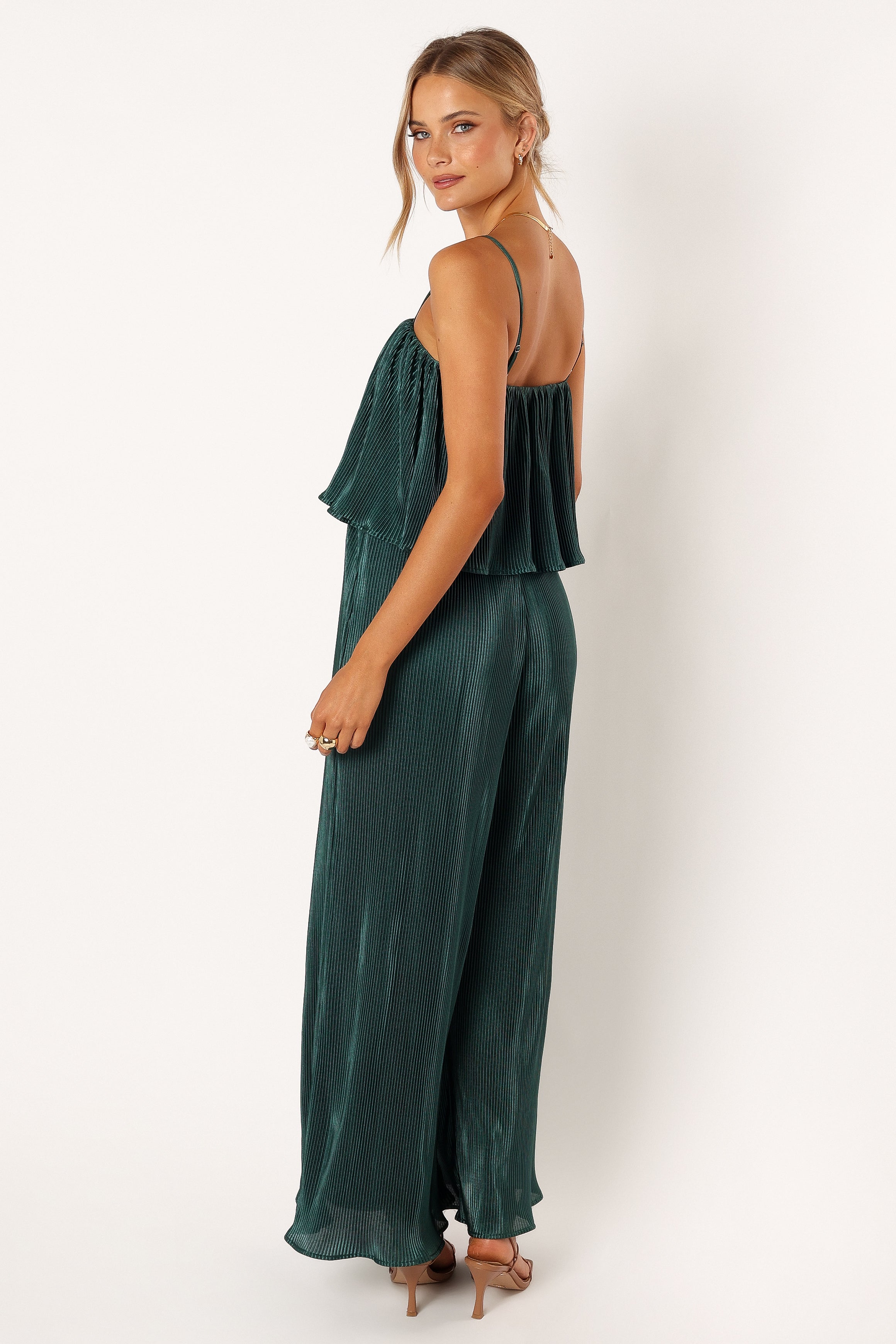 Jillian Plisse Jumpsuit - Emerald