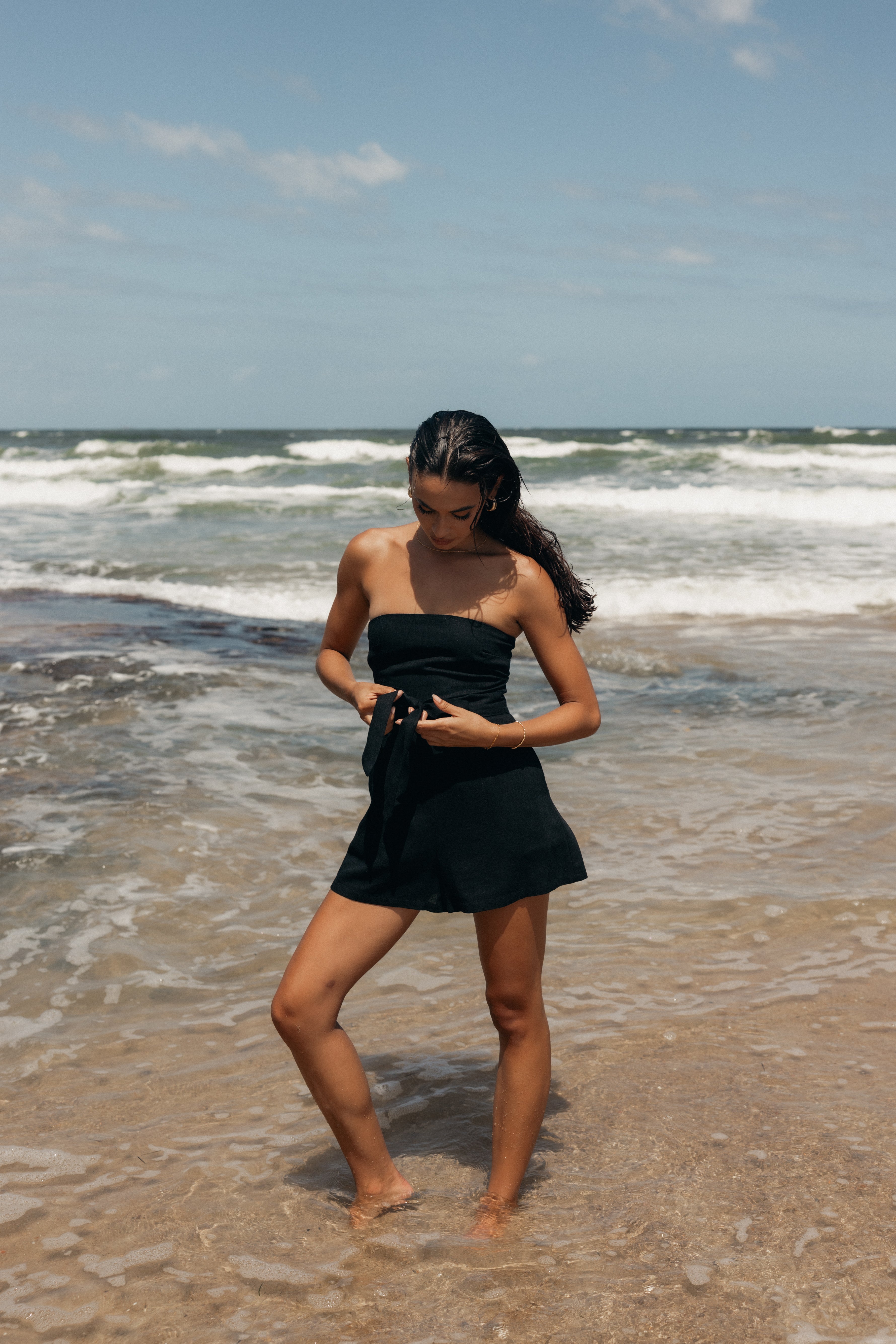 Christie Strapless Romper - Black