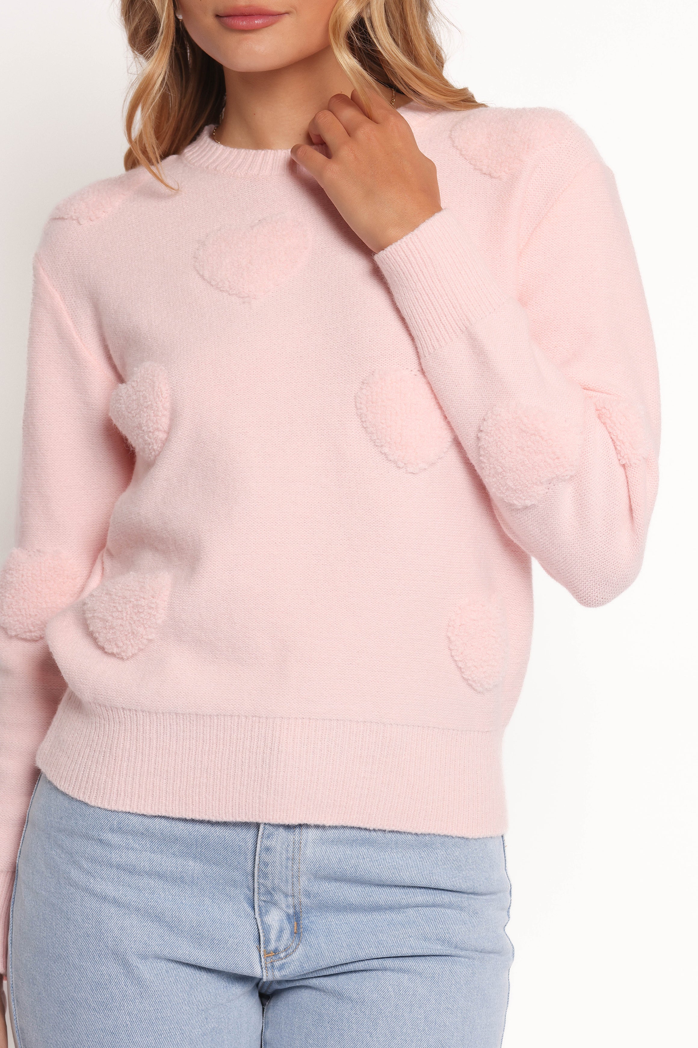 Orlenda Heart Knit Sweater - Pale Pink