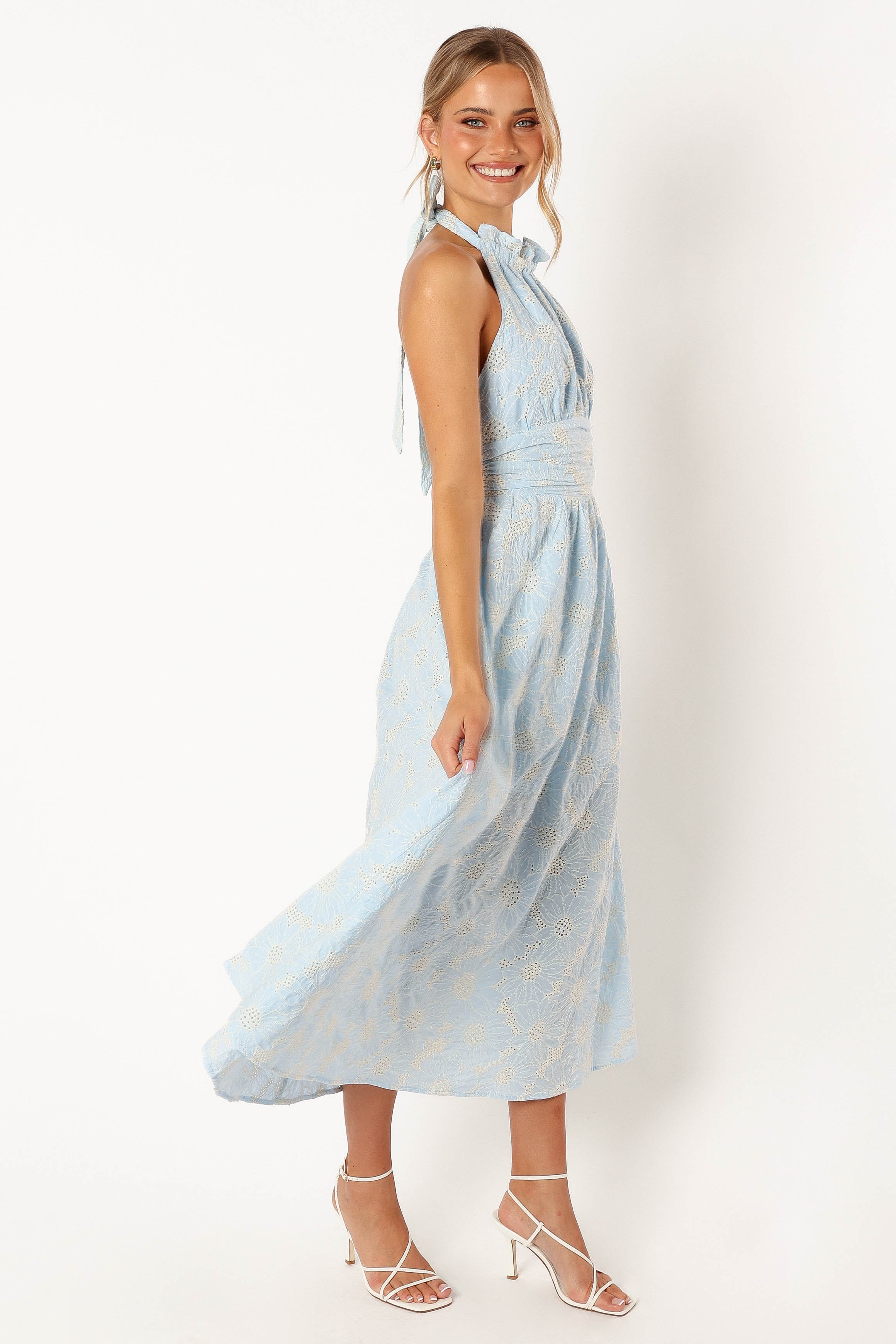 Taila Halterneck Midi Dress - Blue Floral