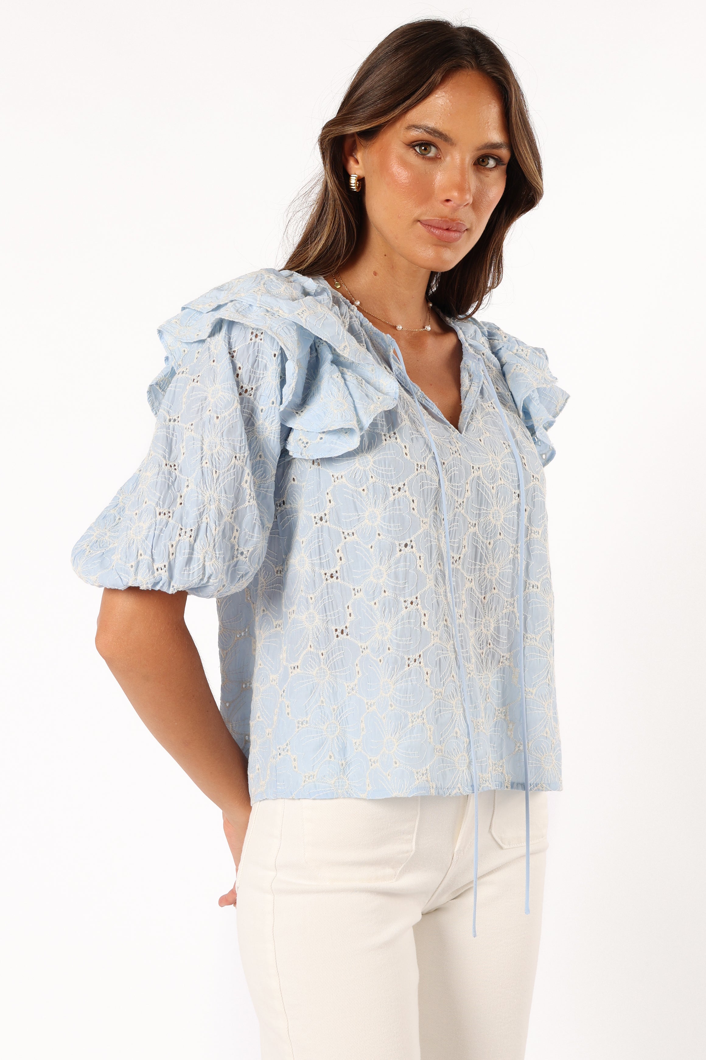 Iris Ruffled Top - Blue