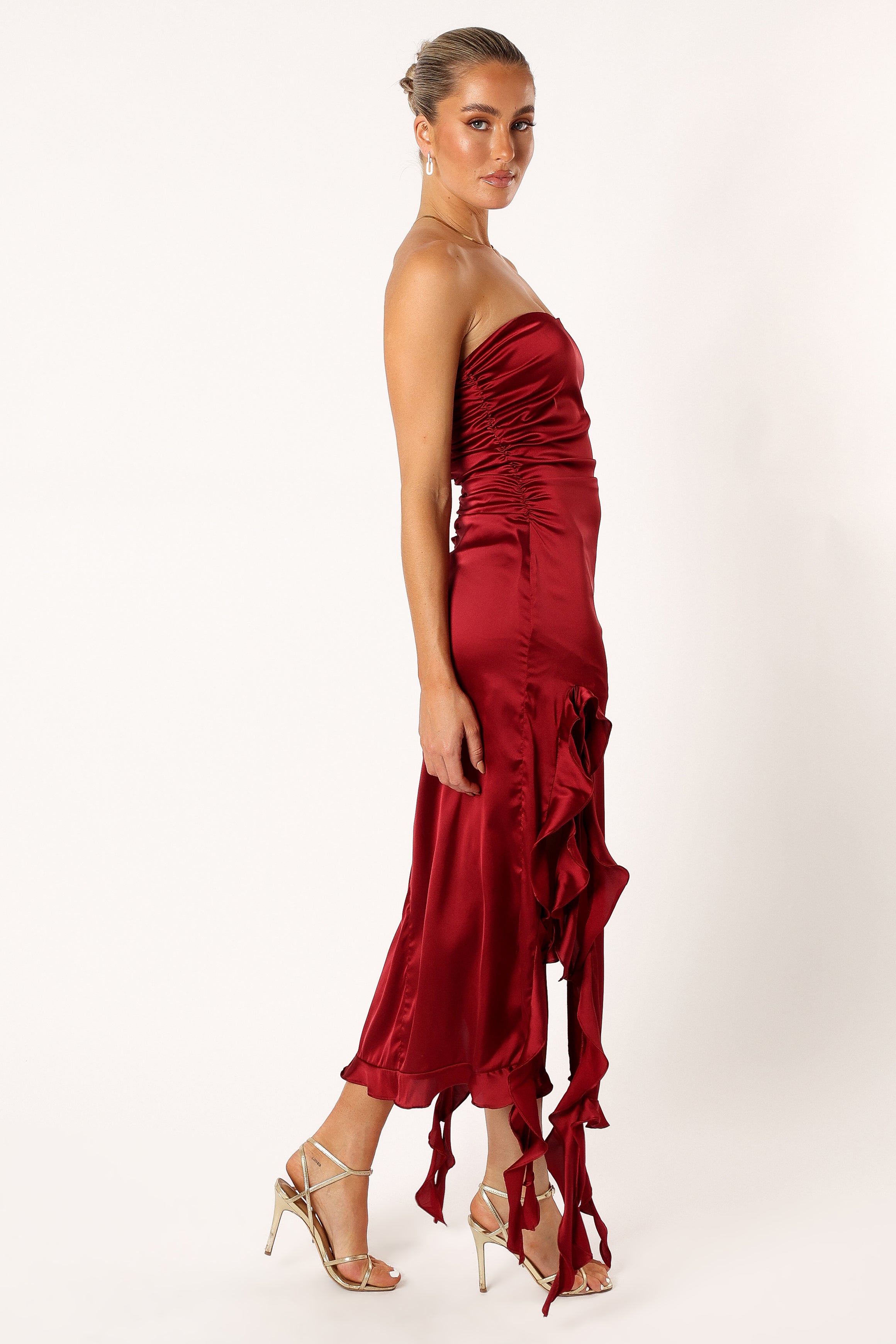 Lee Strapless Midi Dress - Wine