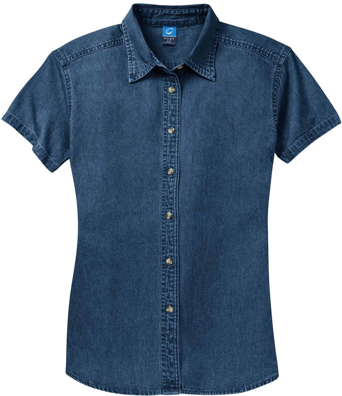 OUTLET-Port & Company Ladies Short Sleeve Value Denim Shirt