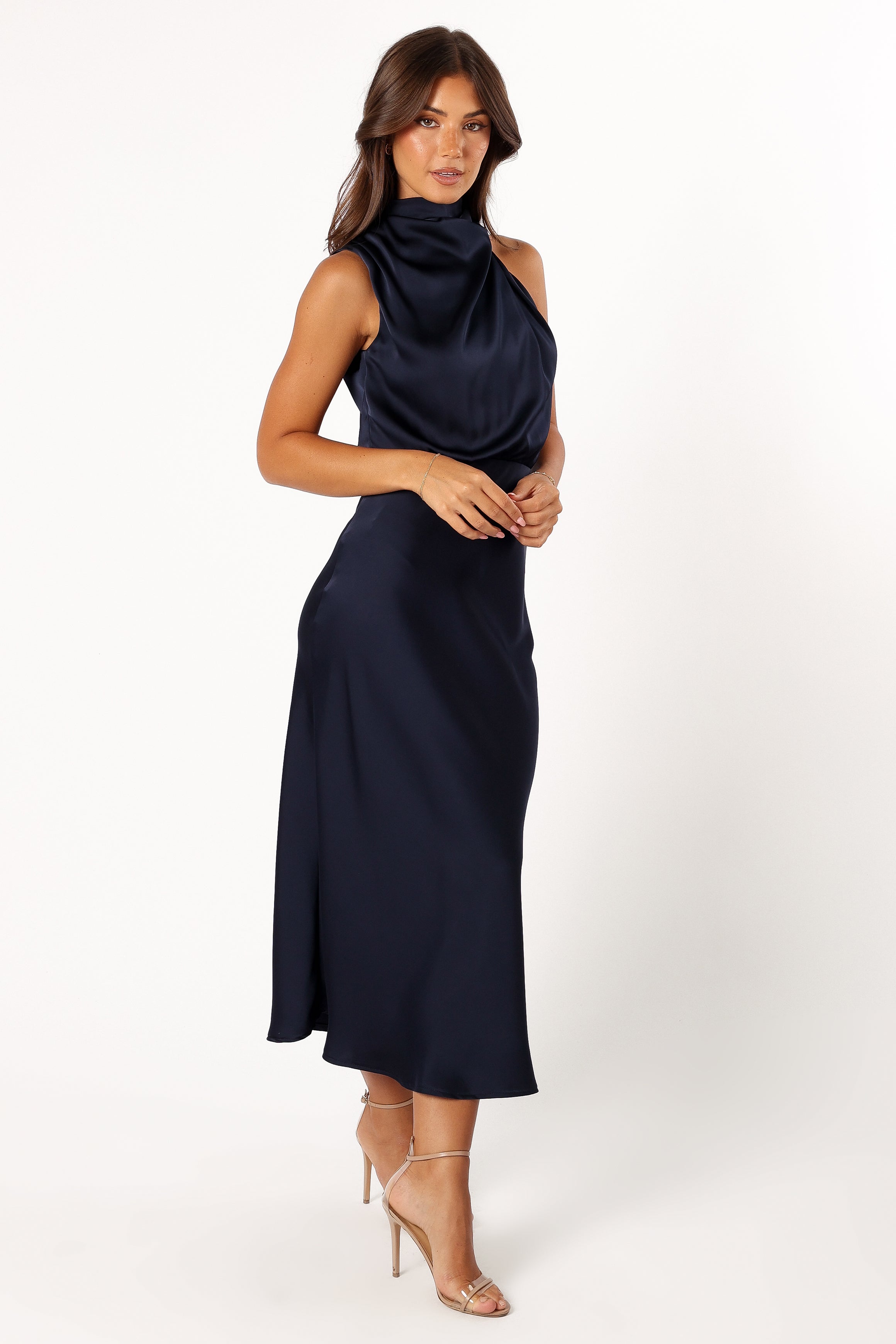 Anabelle Halter Neck Midi Dress - Navy