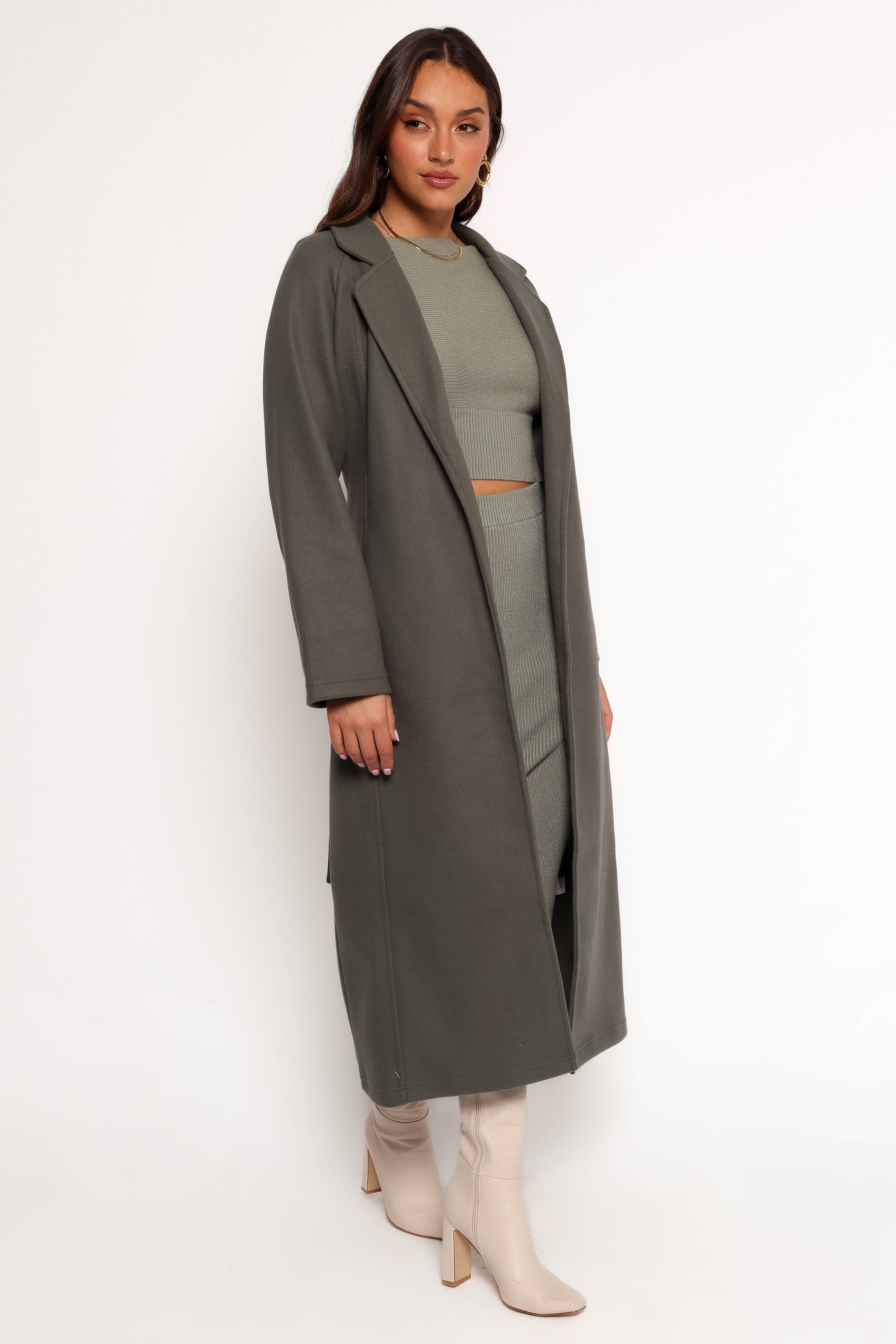 Violeta Tie Front Coat - Olive