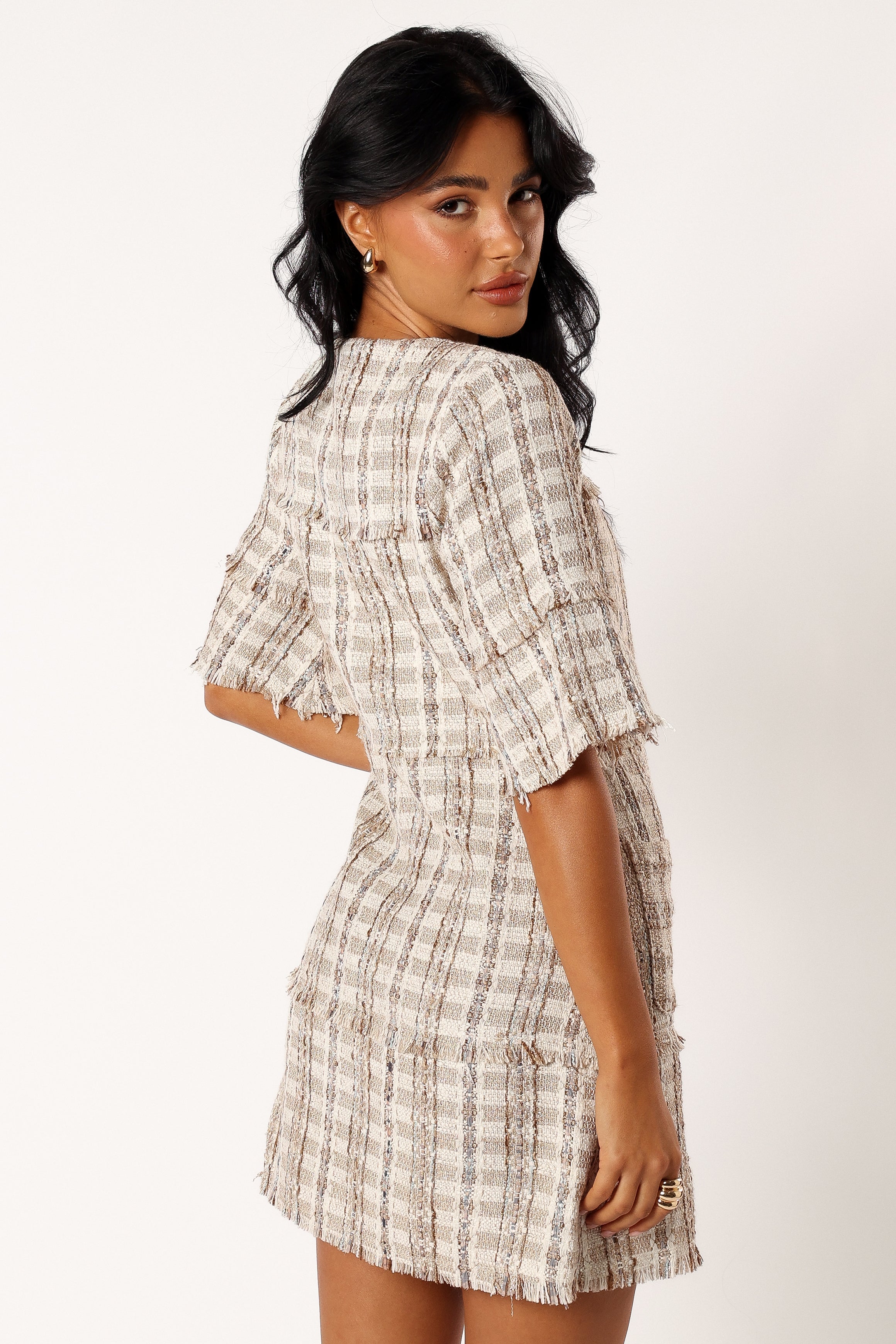 Calloway Mini Dress - Cream Tweed