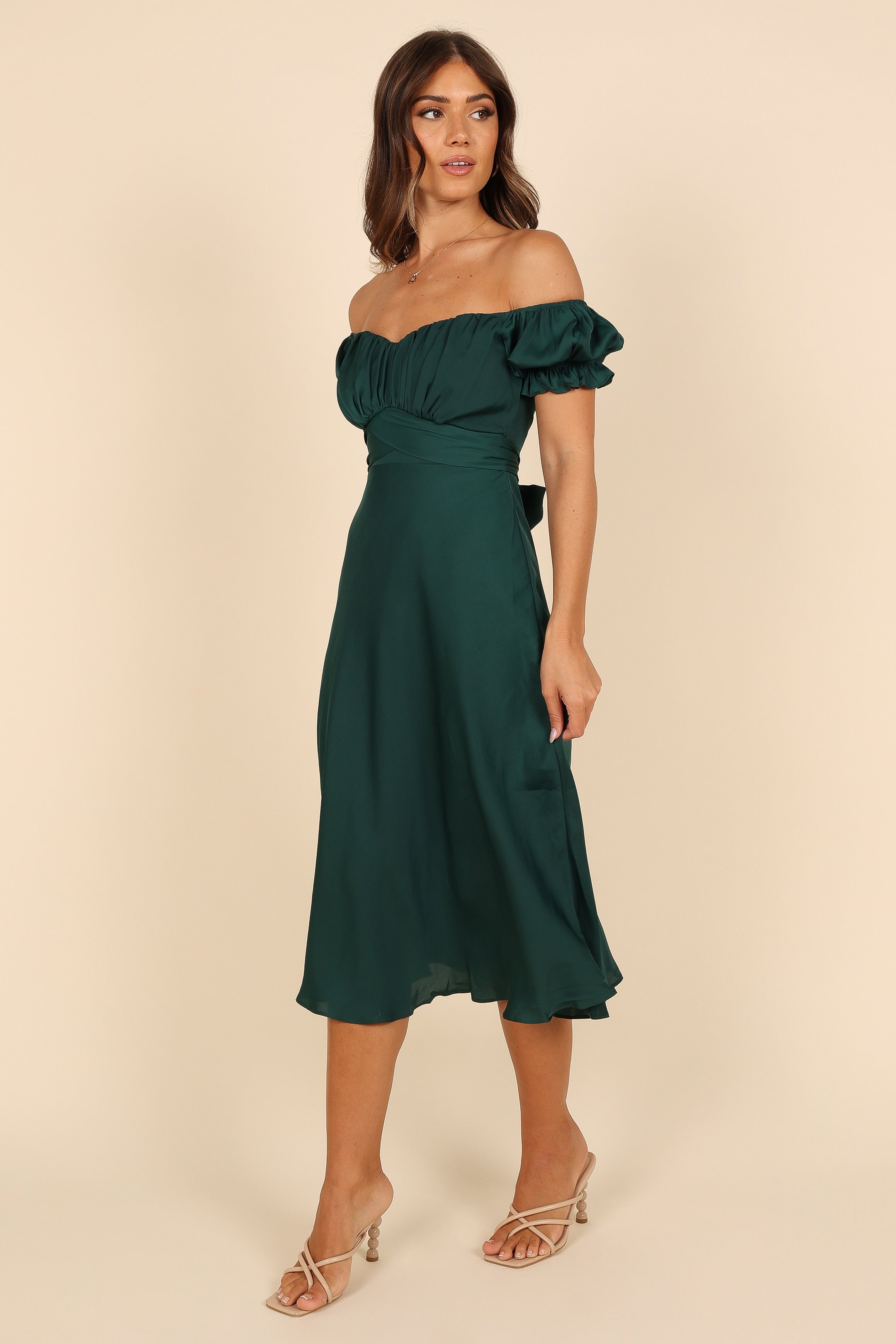 Mickenna Sweetheart Frill Midi Dress - Emerald