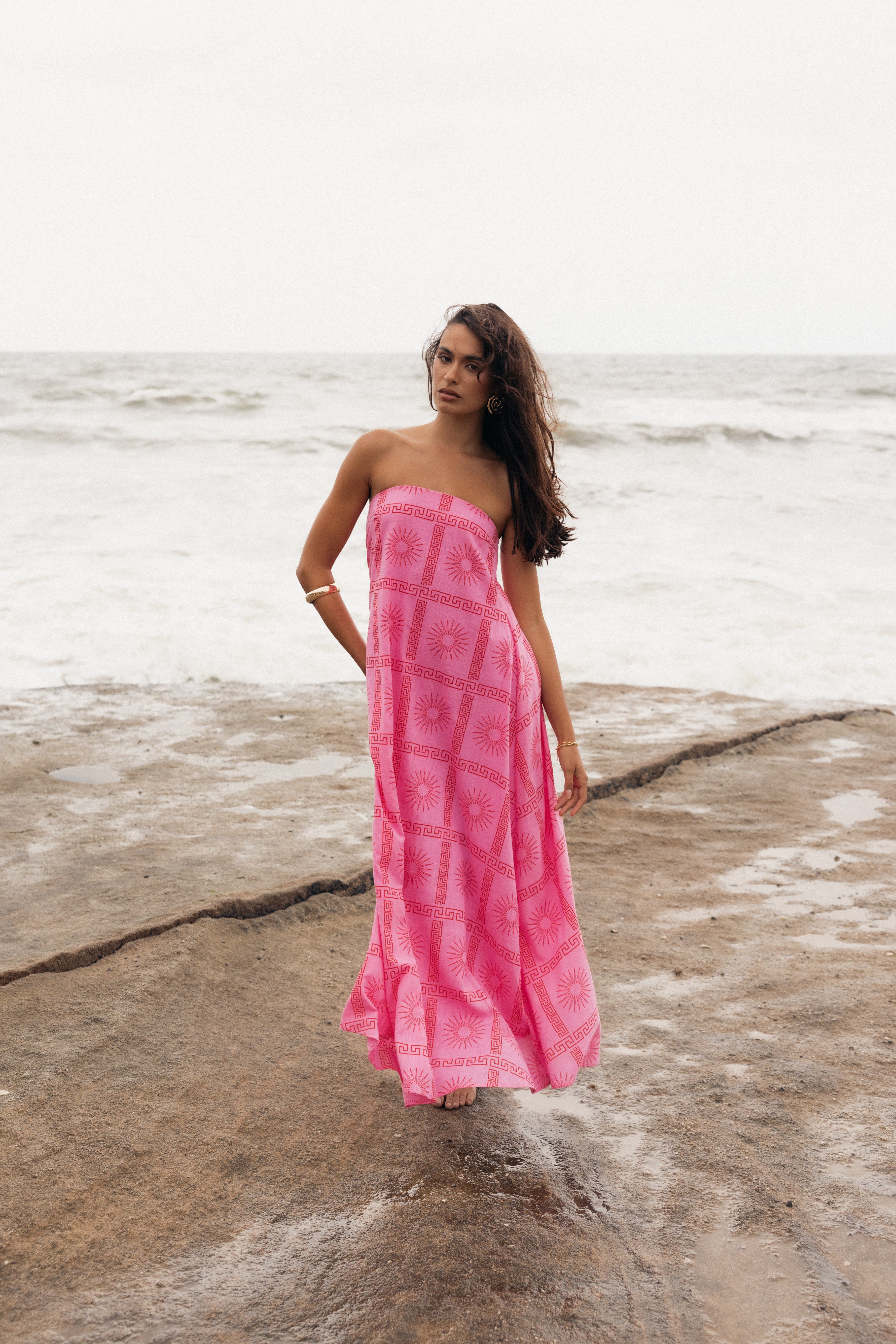 Soph Strapless Maxi Dress - Pink Red