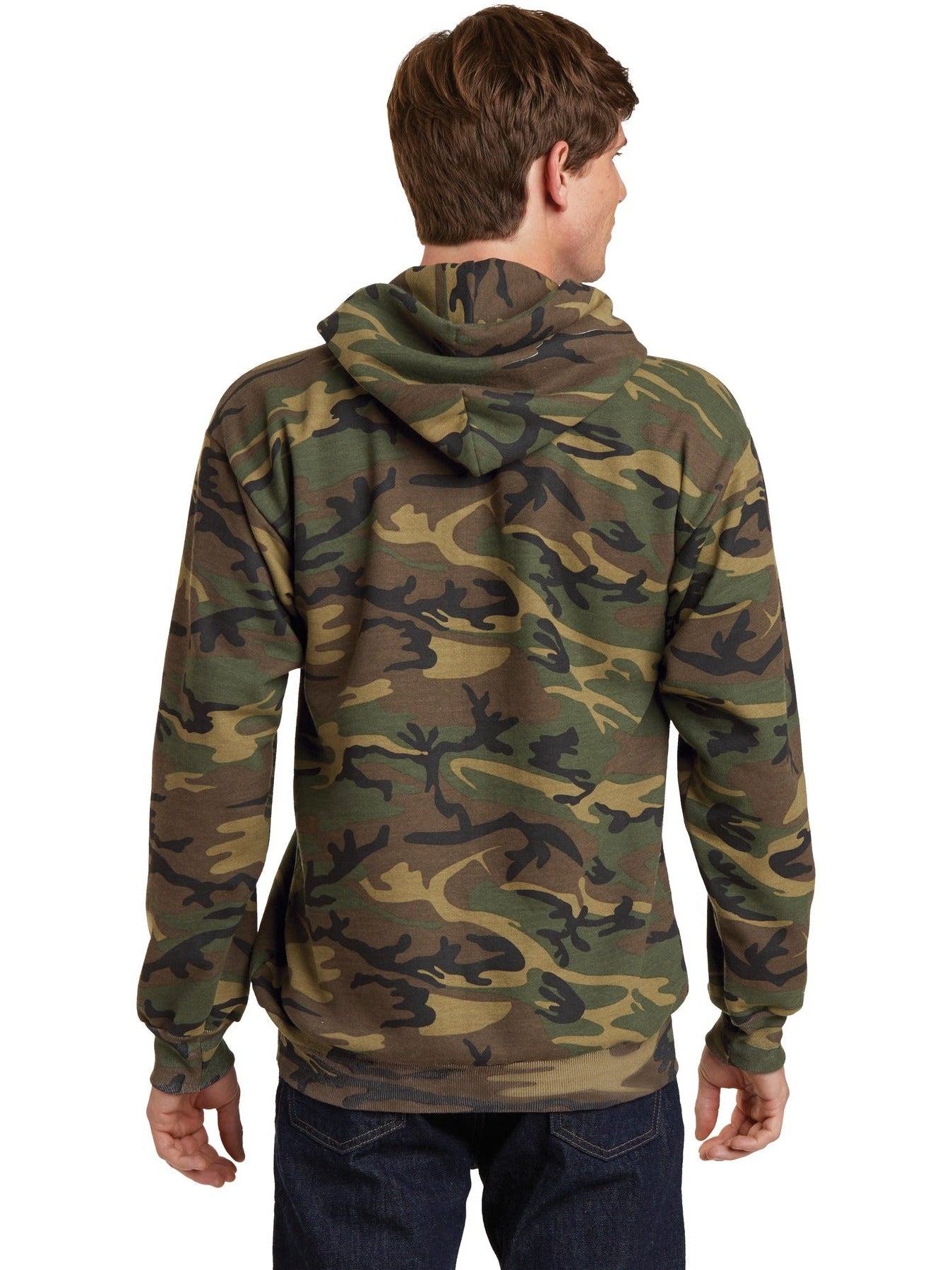 OUTLET-Port & Company Core Fleece Camo Pullover Hooded Sweatshirt