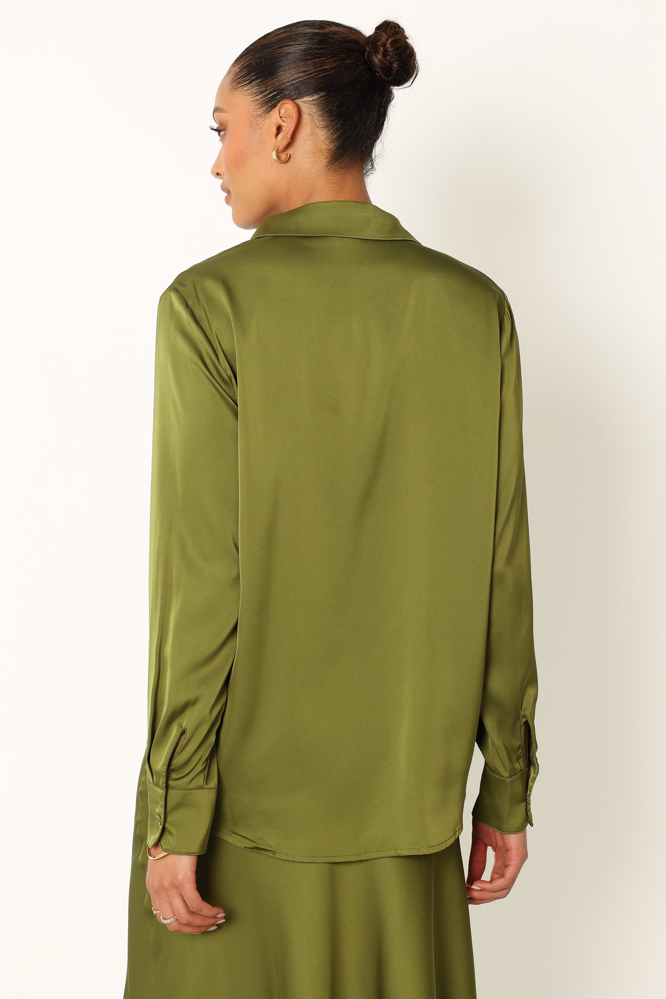 Narissa Satin Shirt - Palm Green