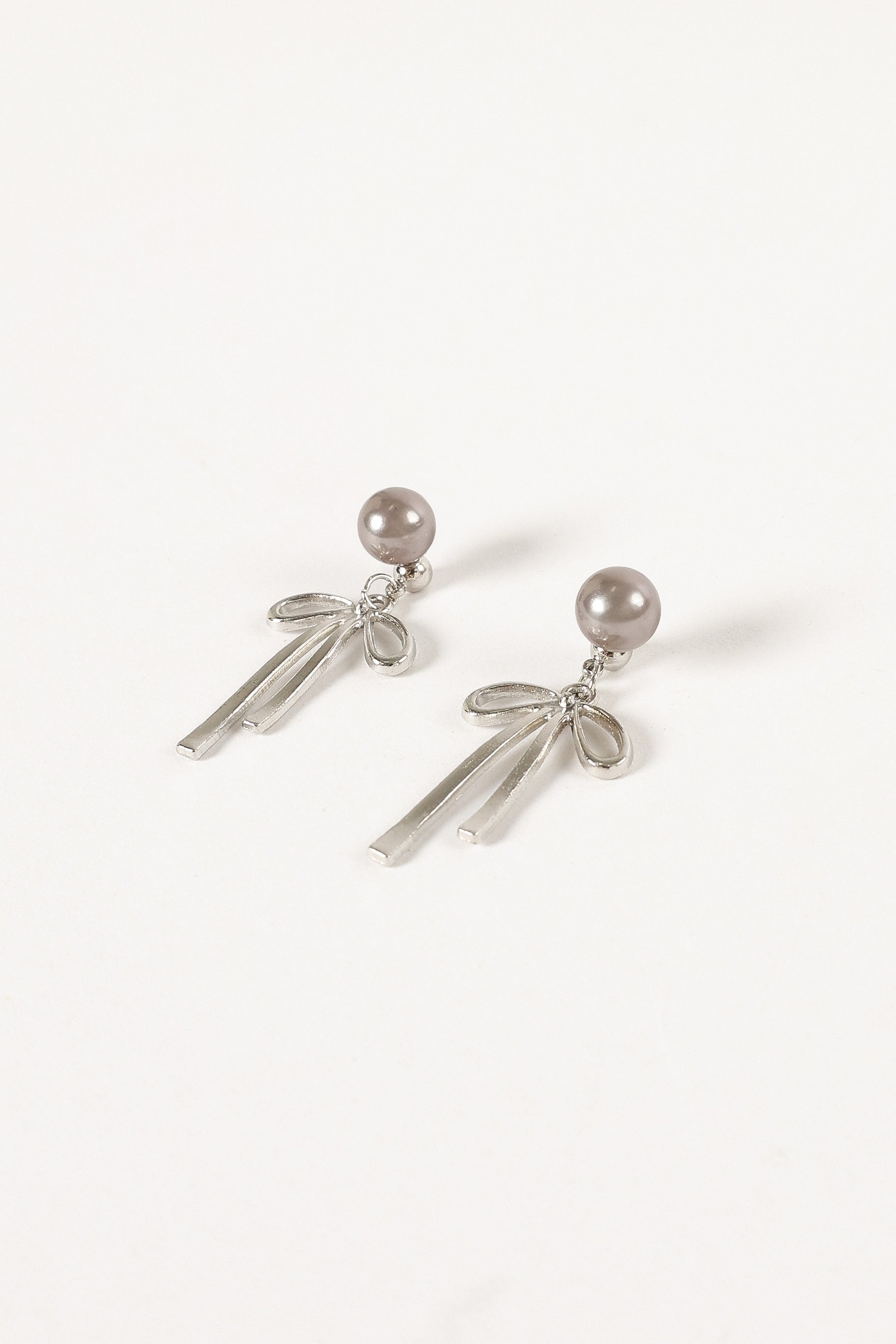 Elena Bow Earrings - Silver