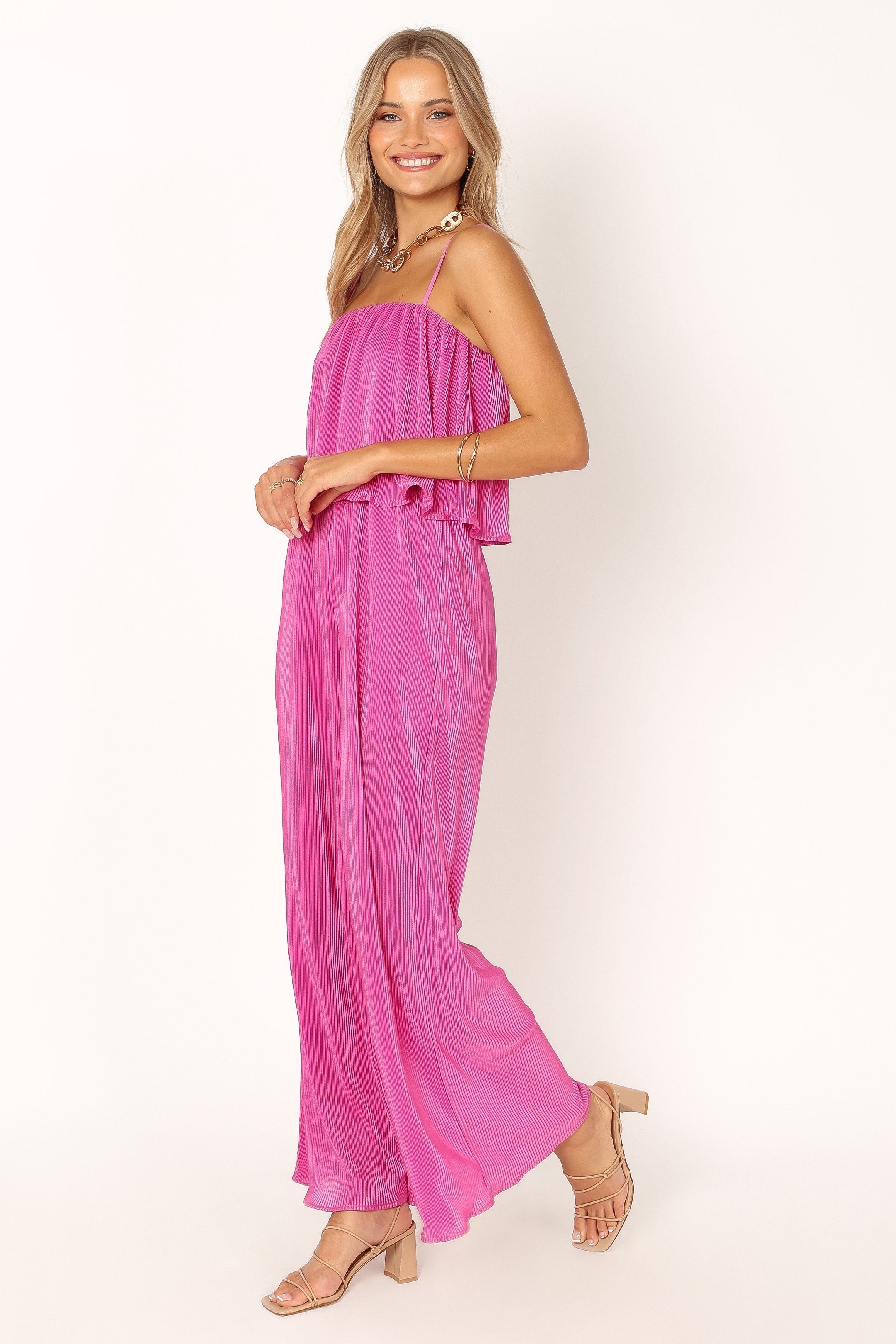 Jillian Plisse Jumpsuit - Orchid