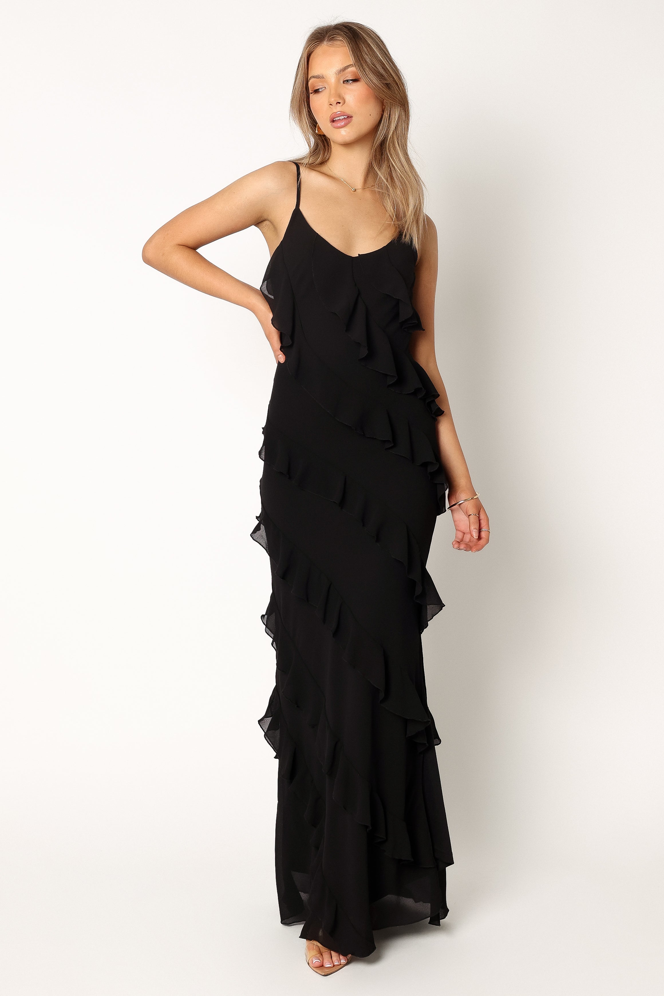 Ciao Ruffles Maxi Dress - Black