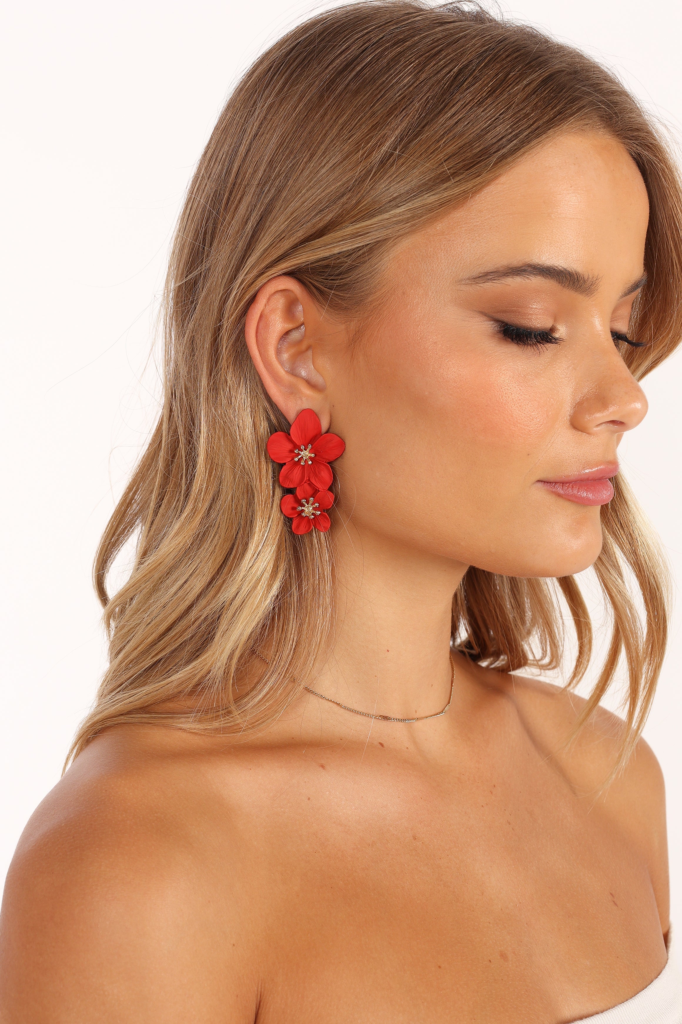 Claret Statement Earrings - Red