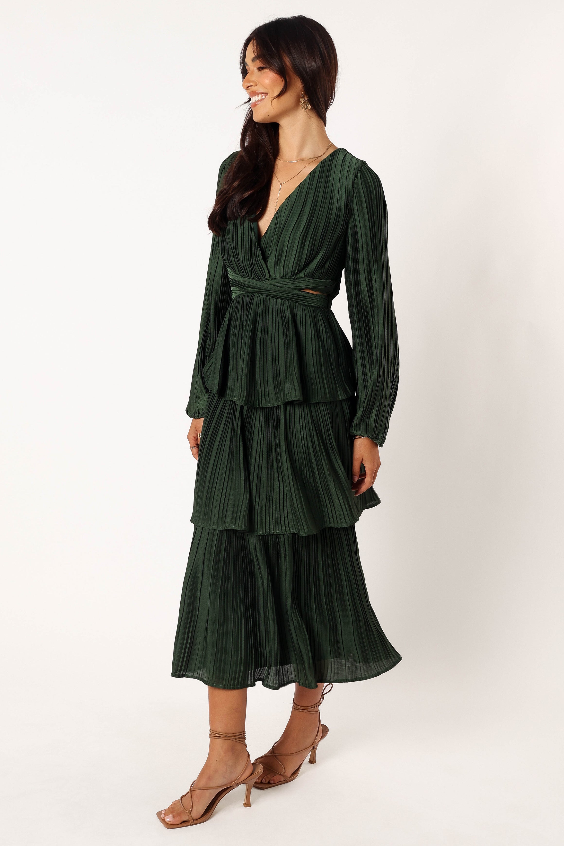 Pippa Long Sleeve Midi Dress - Emerald