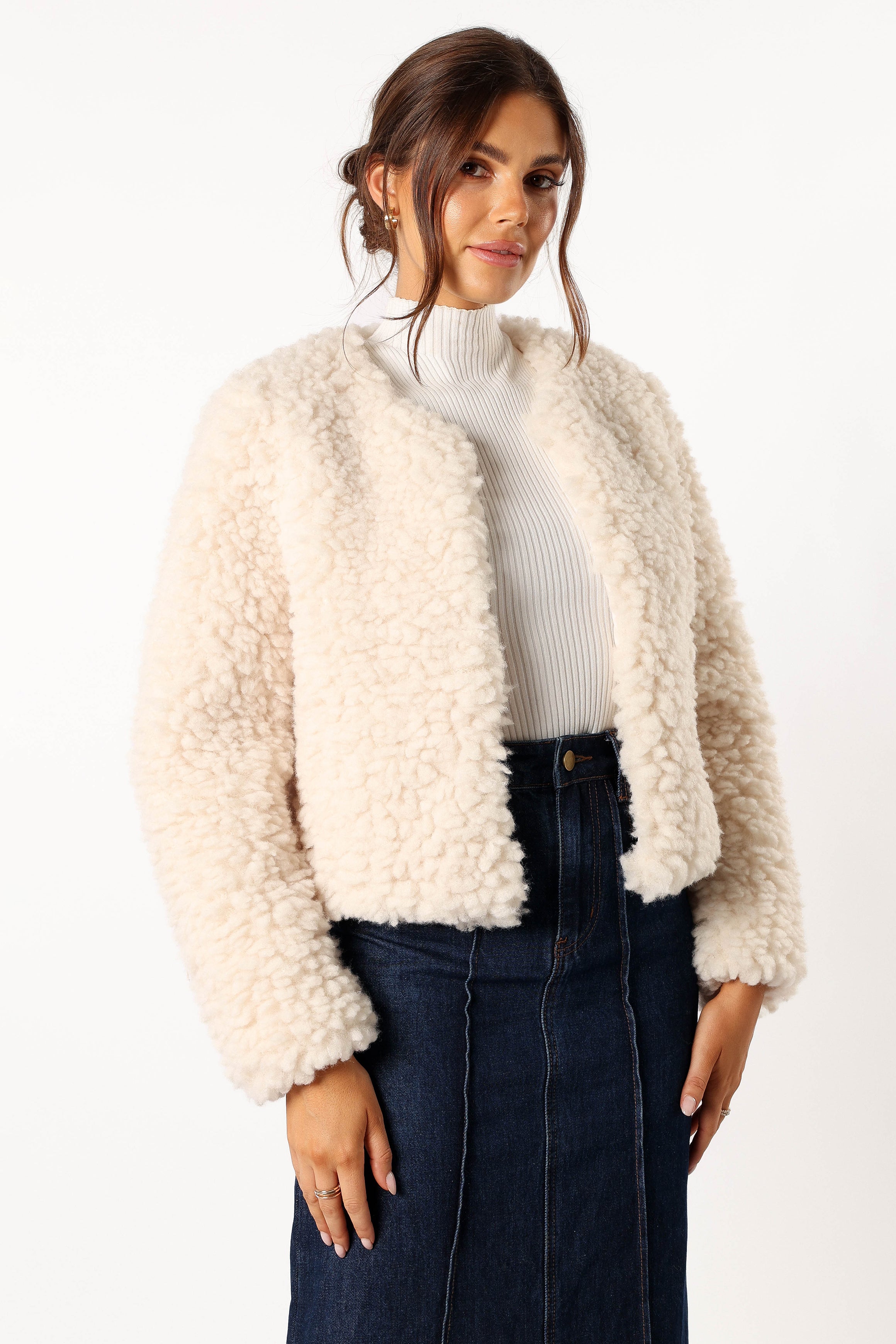 Haisley Faux Fur Jacket - Cream