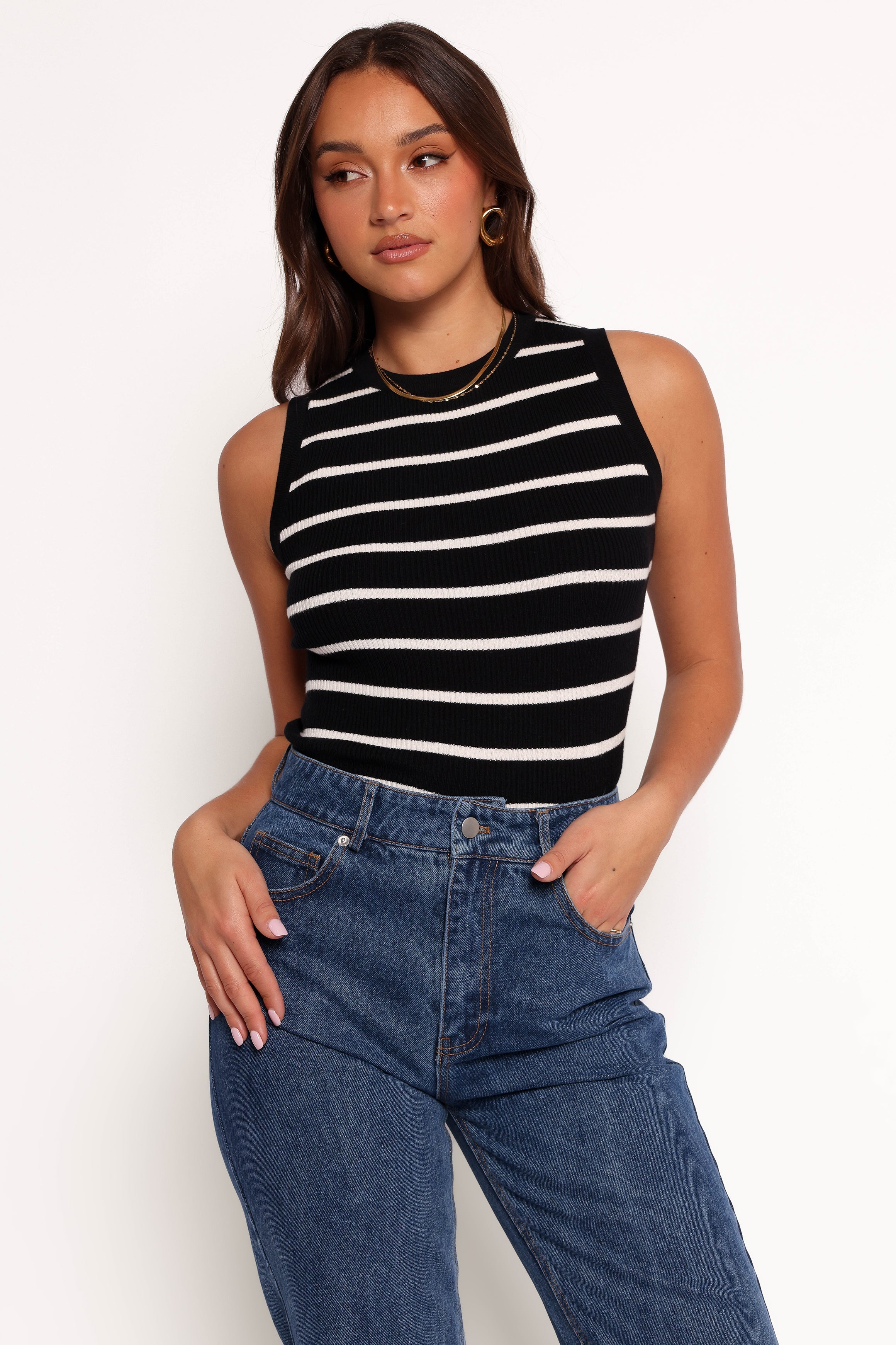 Margot Knit Top - Black Stripe