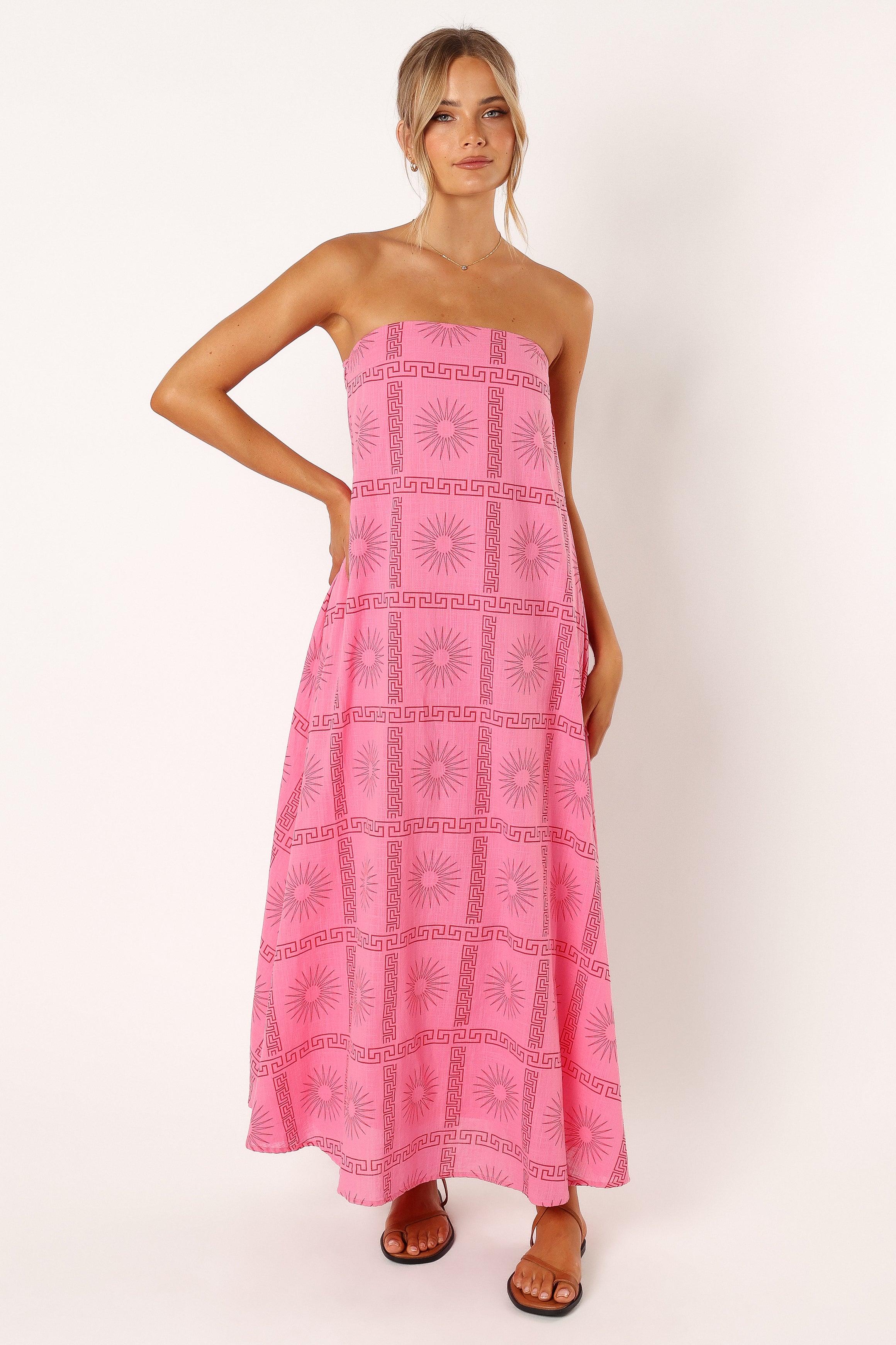 Soph Strapless Maxi Dress - Pink Red