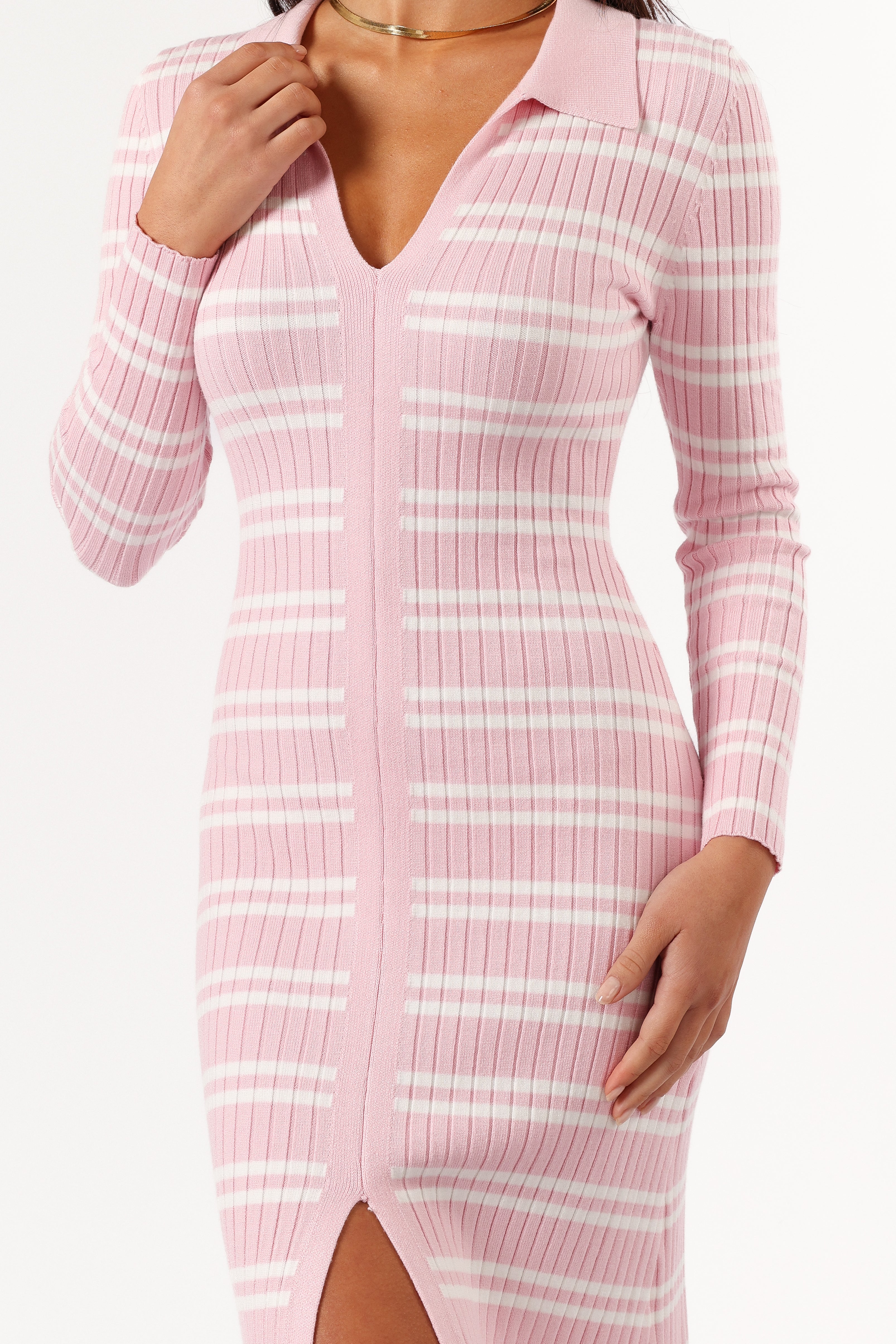 Eliana Long Sleeve Midi Dress - Pink