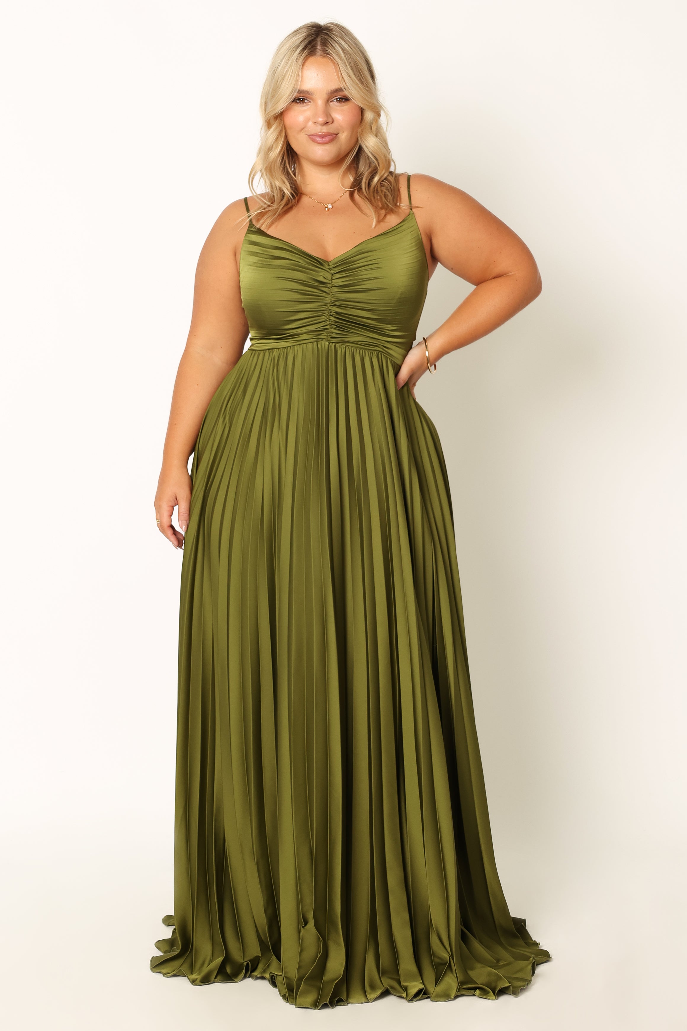 Naira Pleated Maxi Dress - Palm Green