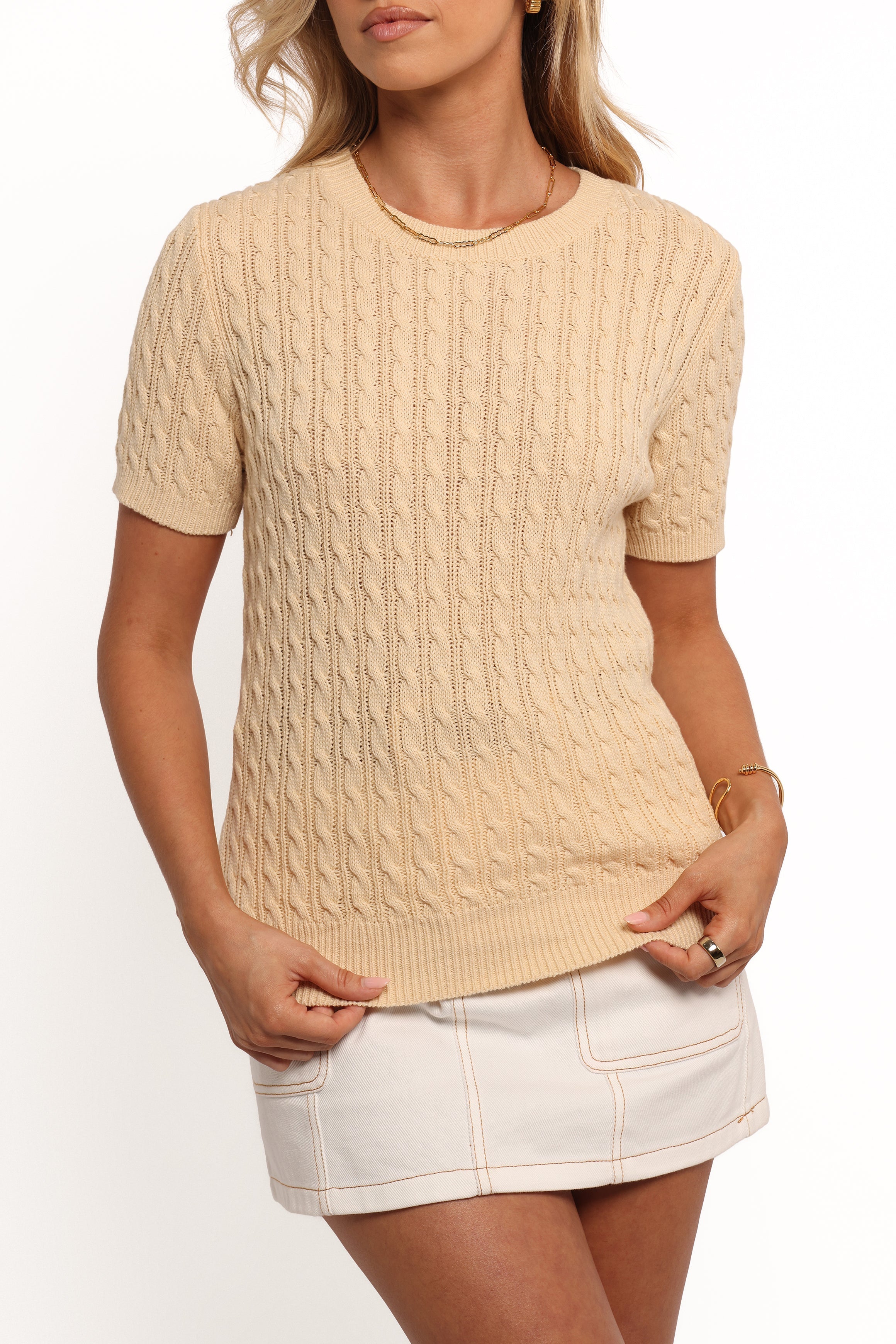 Maya Cable Knit Top - Cream